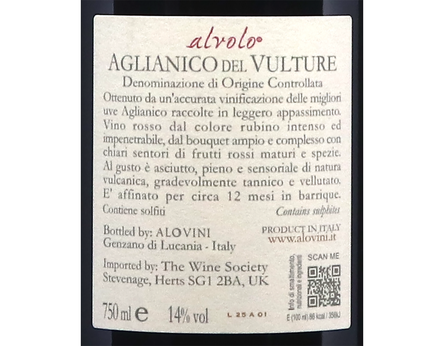 Aglianico del Vulture 'Alvolo' Alovini 2021