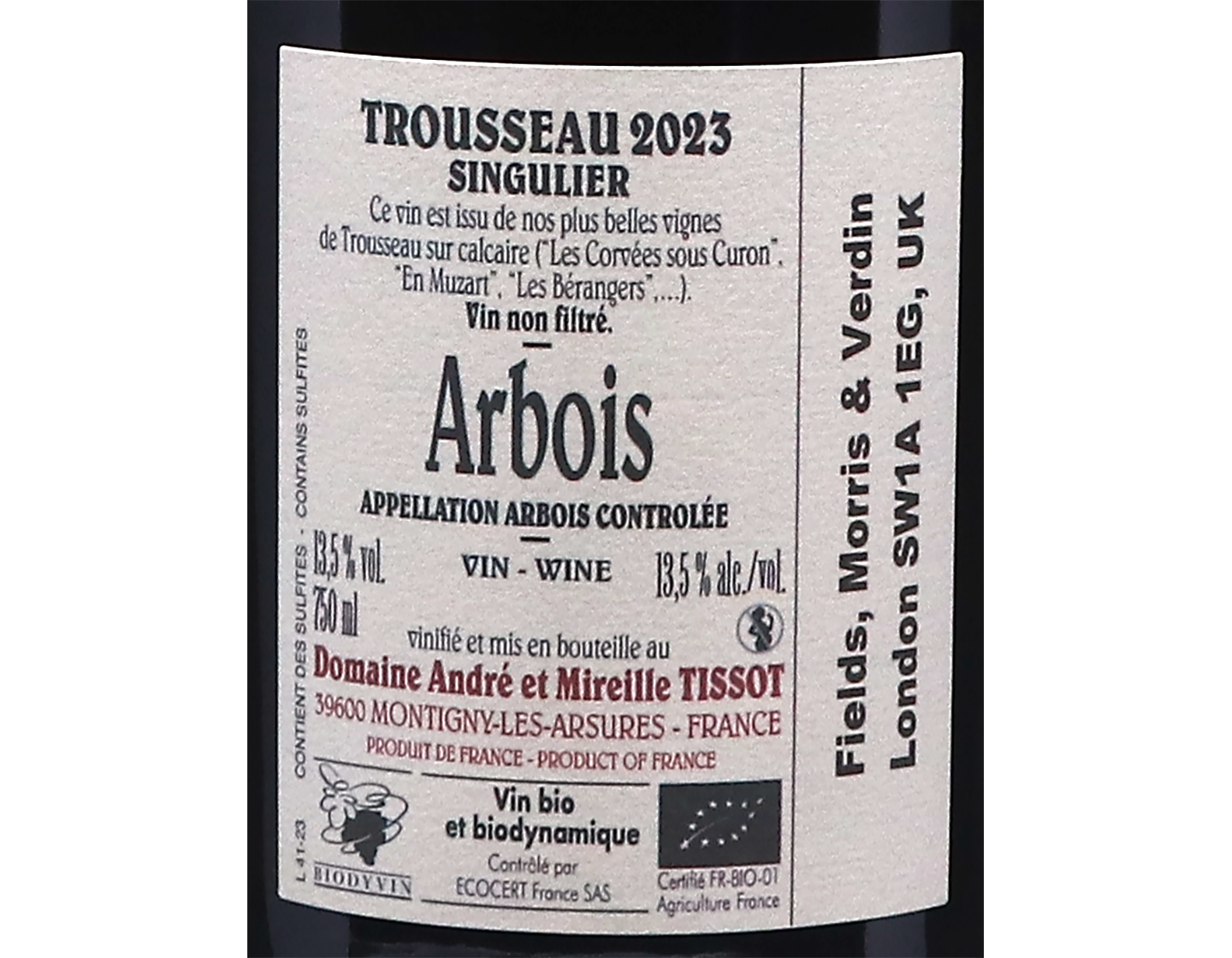 Arbois Rouge Singulier Trousseau, Domaine Tissot 2023