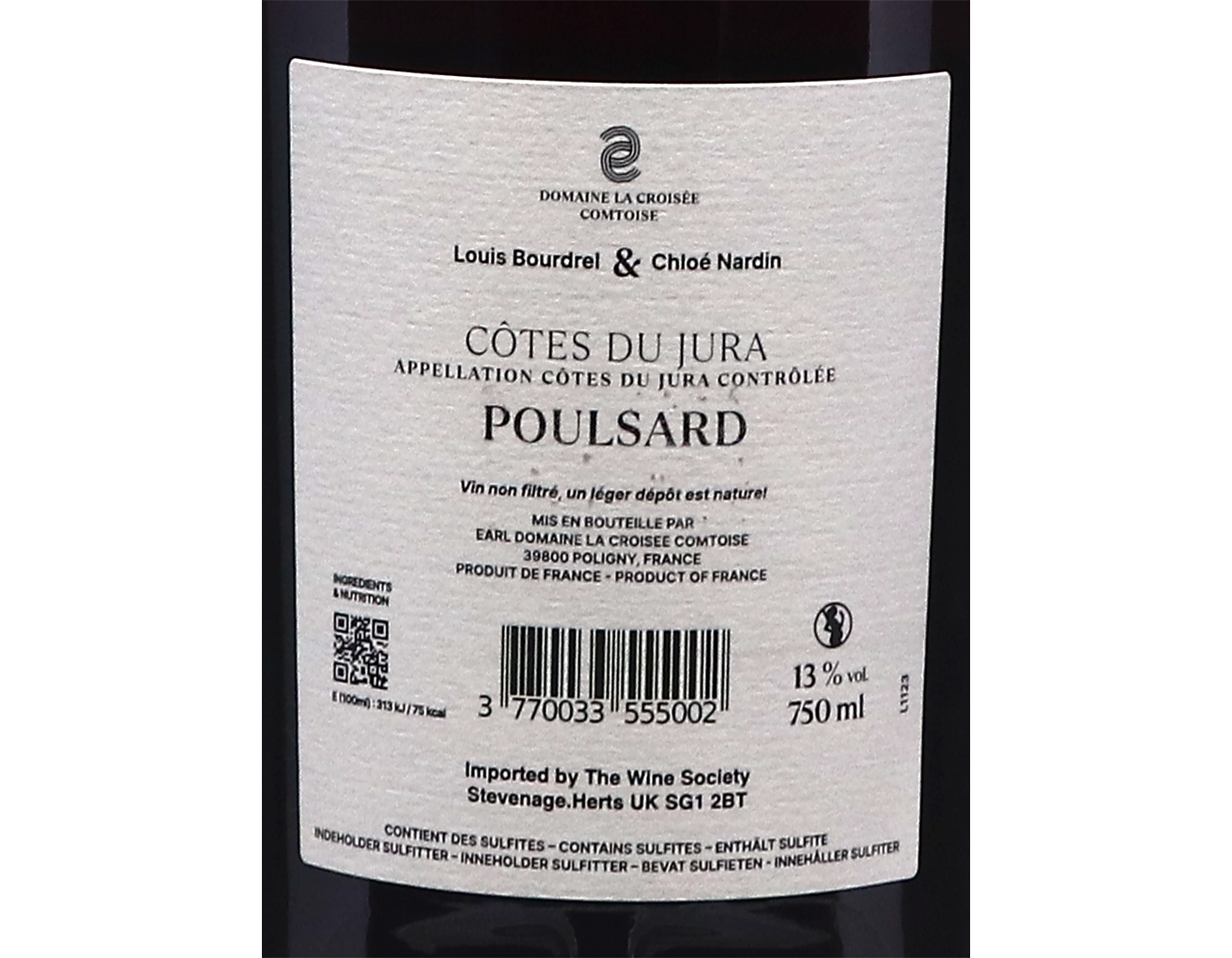 Poulsard Cote du Jura Rouge 2022,Domaine de la Croisee Comtoise
