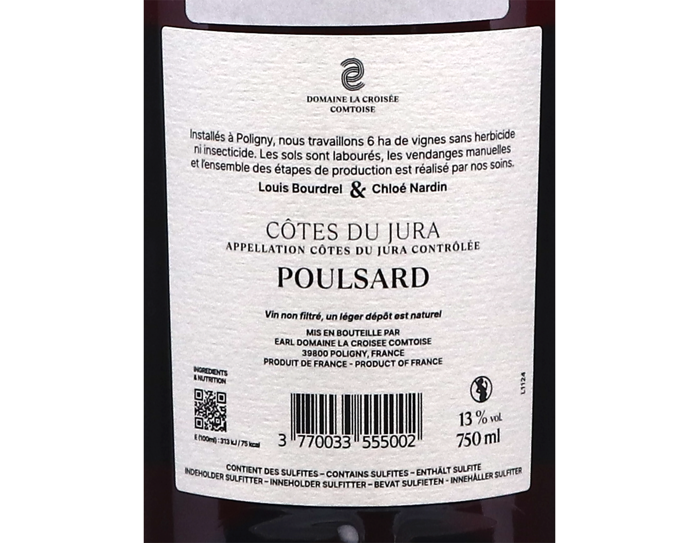 Poulsard Cote du Jura Rouge 2023,Domaine de la Croisee Comtoise