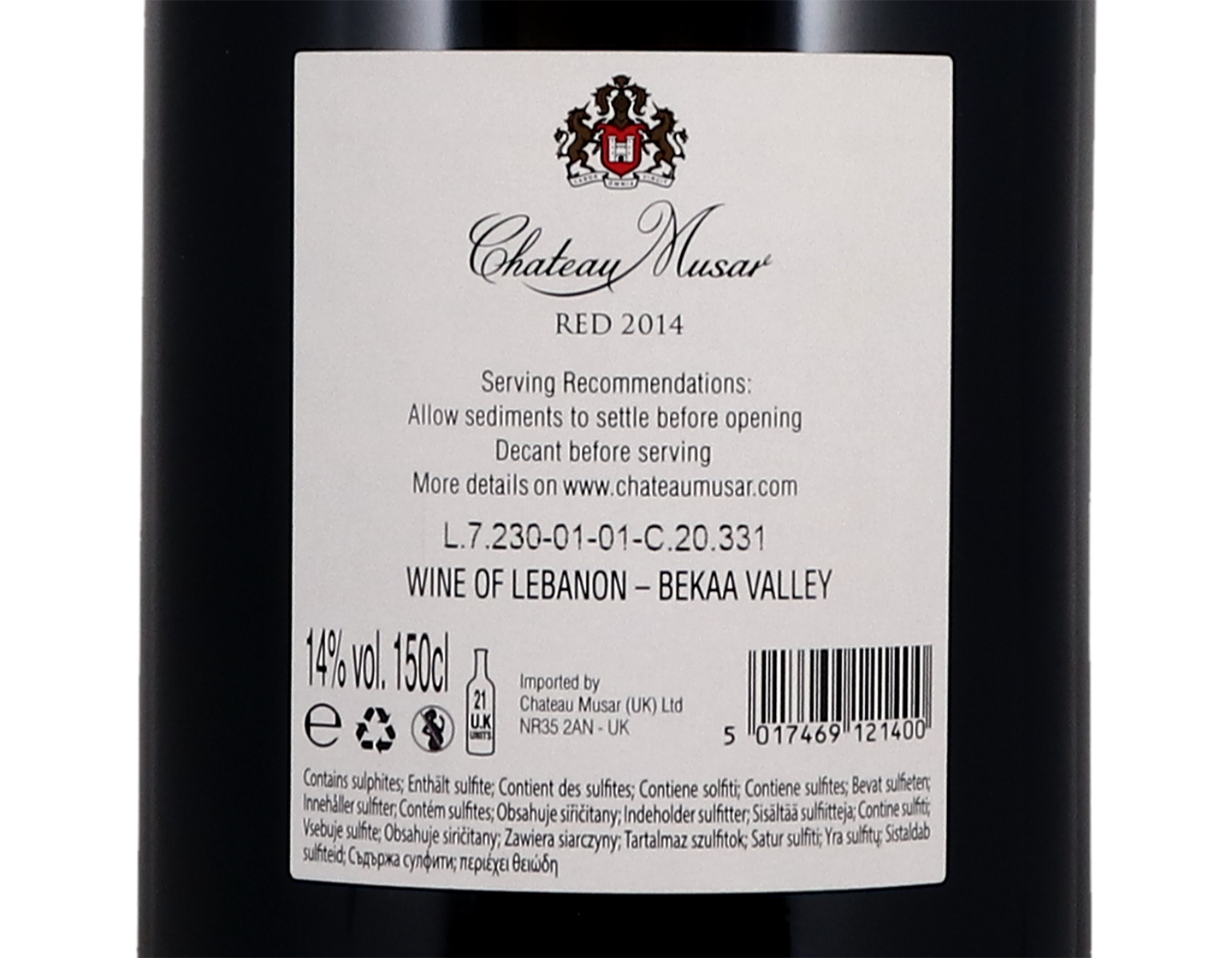 Magnum of Chateau Musar 2014