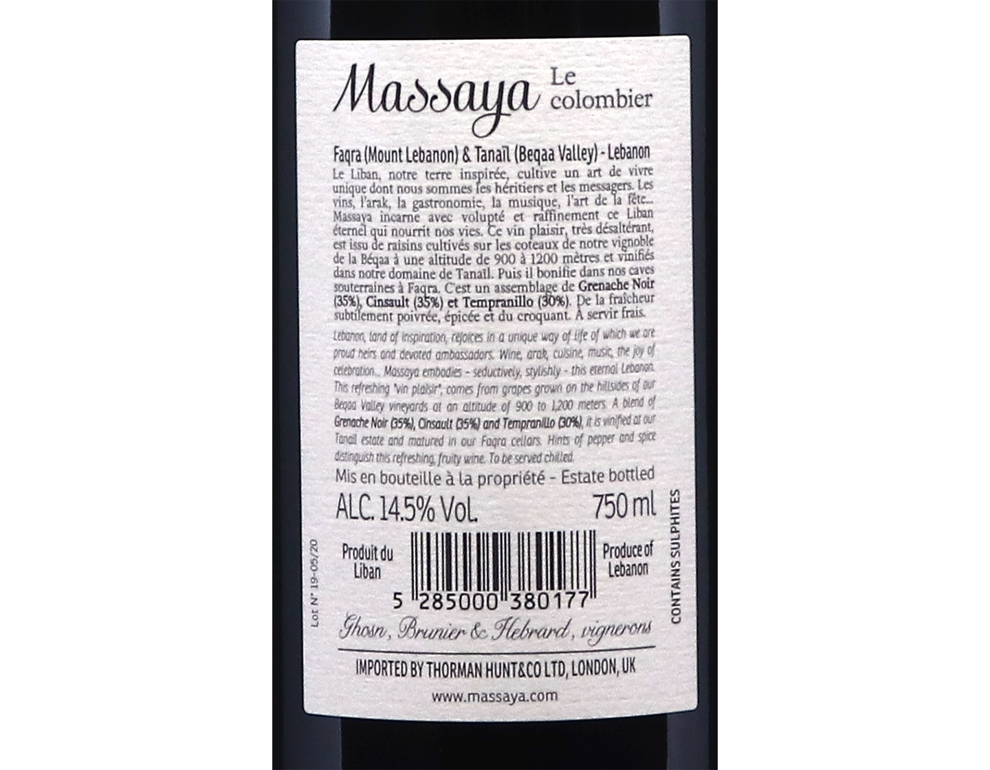 Massaya Le Colombier, Lebanon 2021