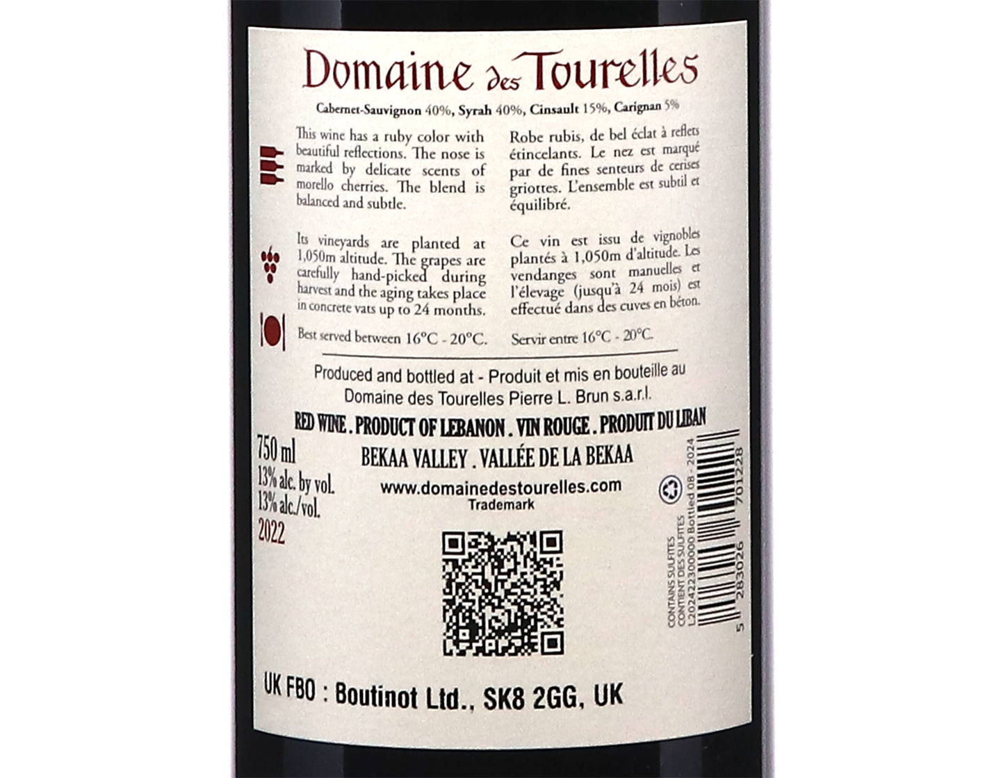 Domaine des Tourelles Rouge 2022