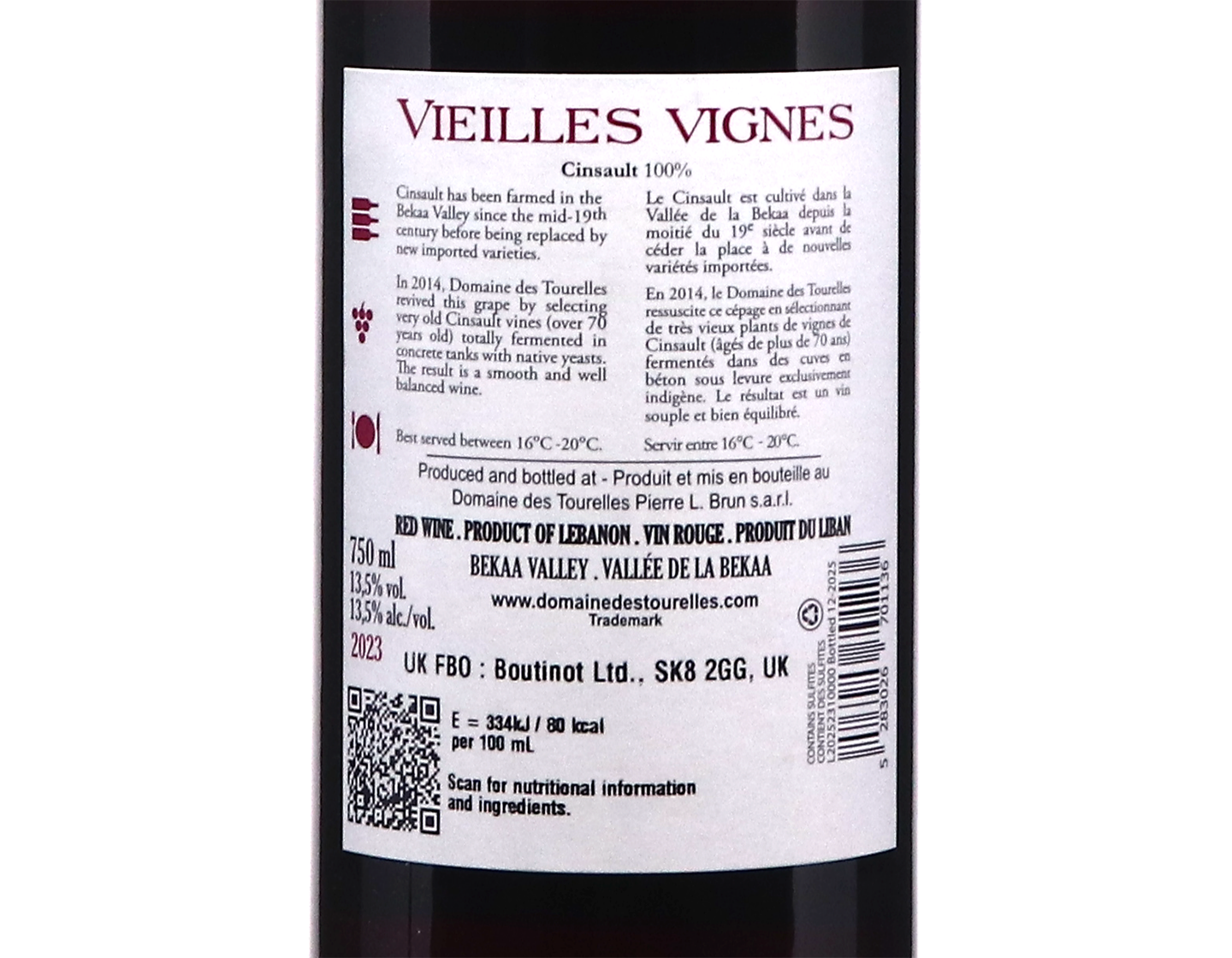 Domaine des Tourelles Vieilles Vignes Cinsault, Lebanon 2023