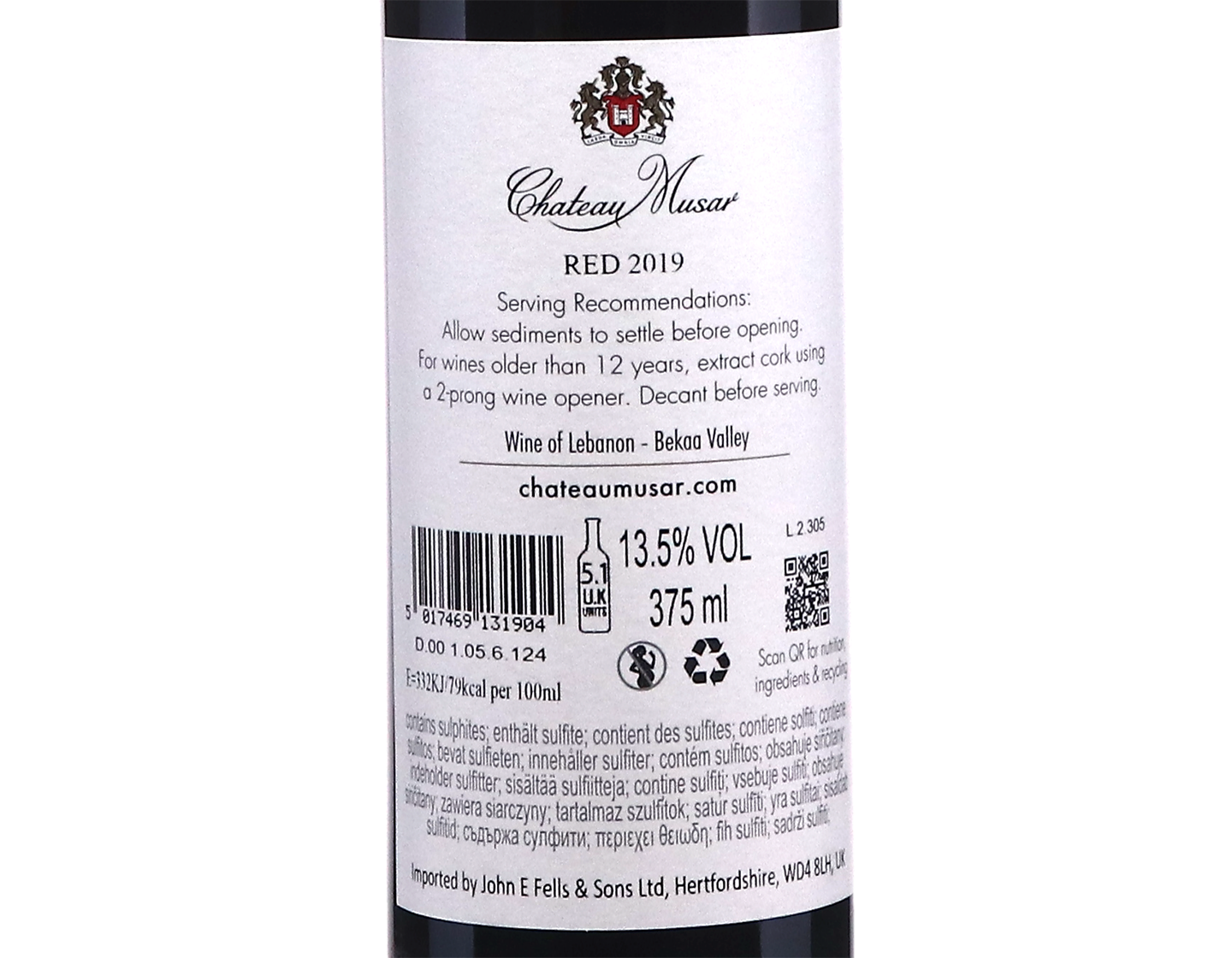 Half Bottle of Chateau Musar 2019