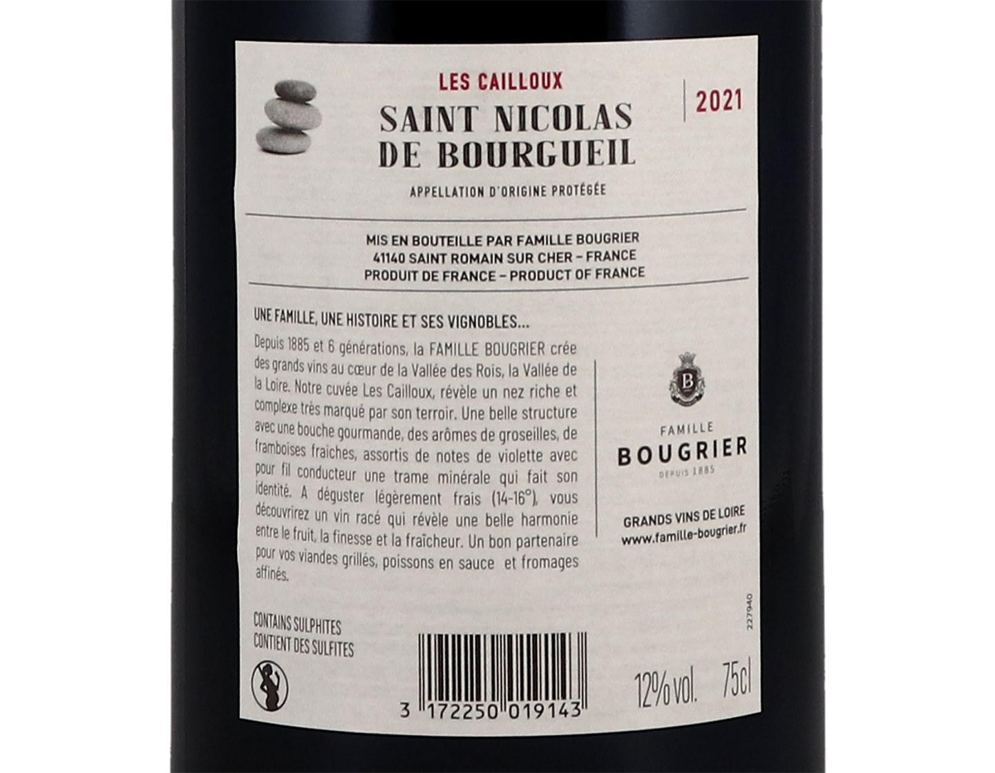 Saint Nicolas de Bourgueil 'Les Cailloux', Famille Bougrier 2021