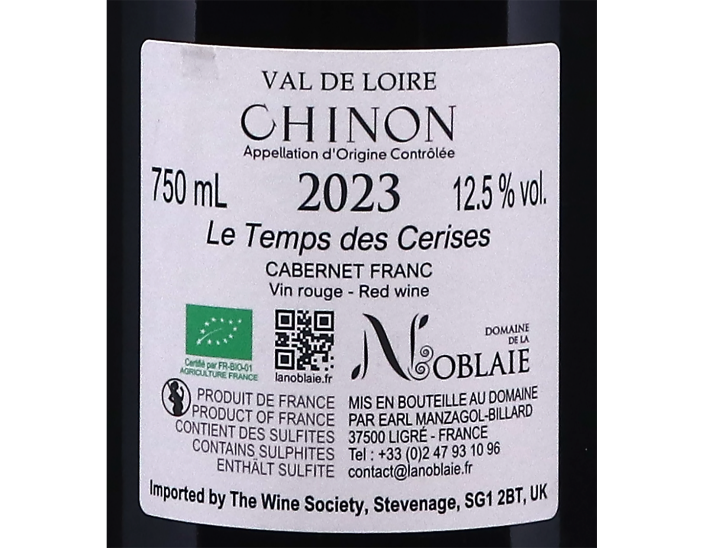 Chinon Le Temps des Cerises Domaine de la Noblaie 2023