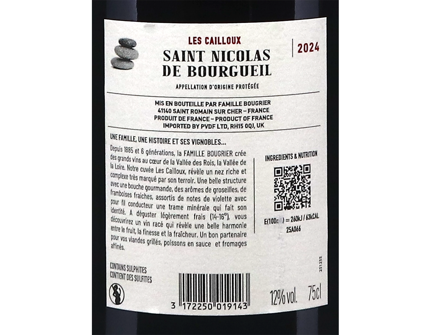 Saint-Nicolas de Bourgueil 'Les Cailloux', Famille Bougrier 2024