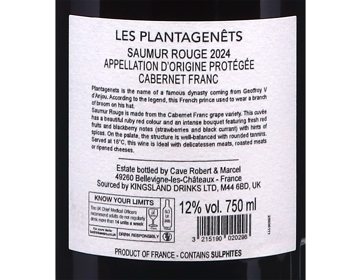Saumur Rouge ‘Les Plantagenêts’ Cabernet Franc 2024