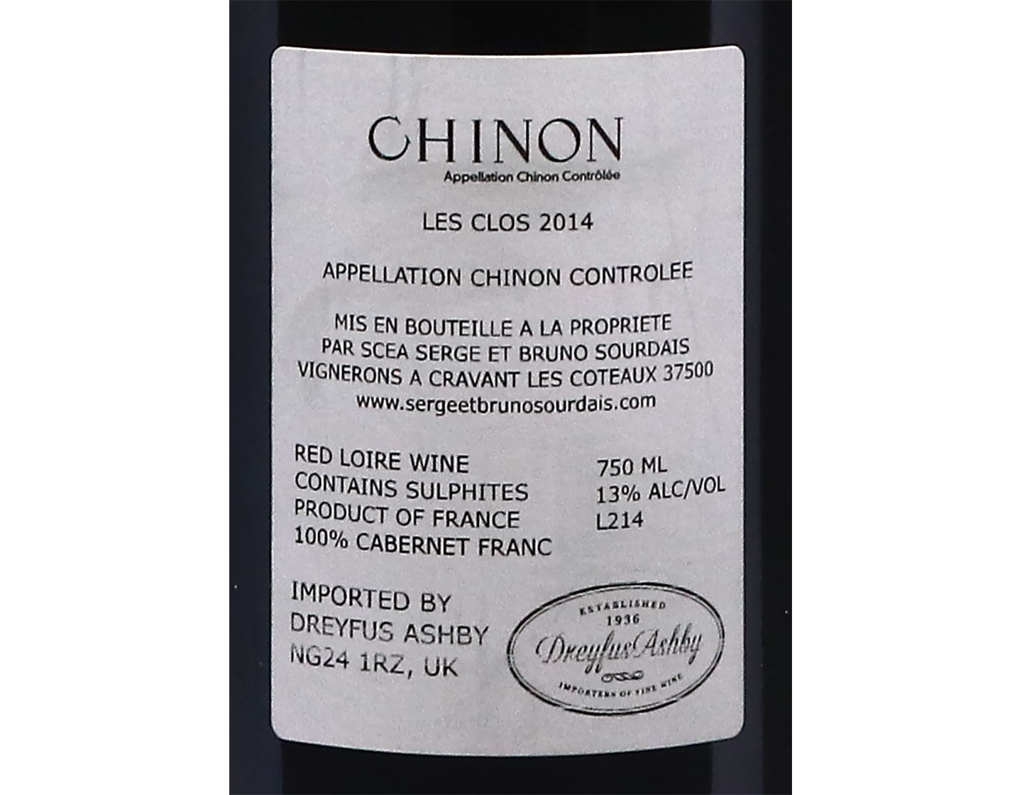 Chinon 'Les Clos' Domaine Serge et Bruno Sourdais 2014 Organic