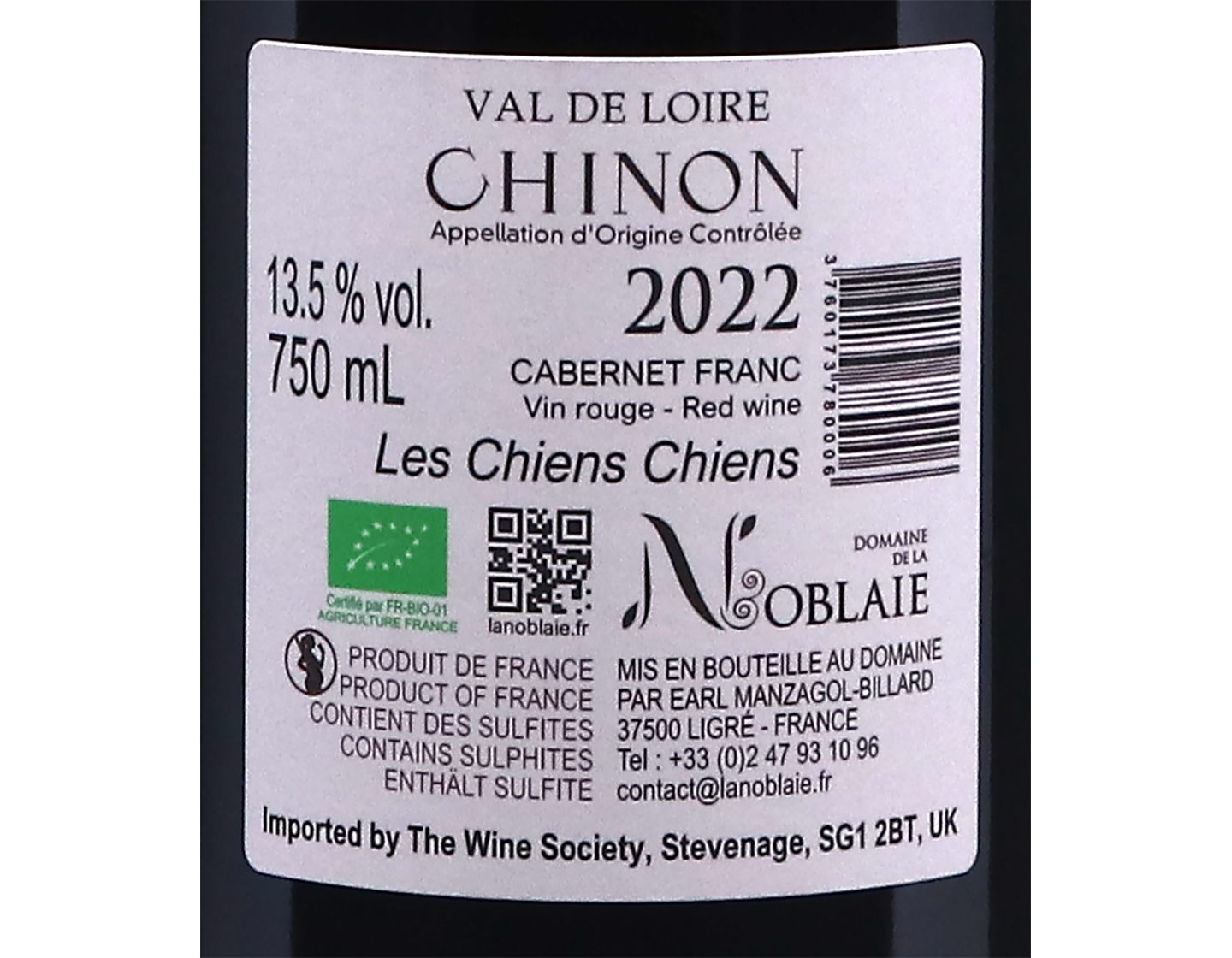 Chinon 'Les Chiens-Chiens', Domaine de la Noblaie 2022