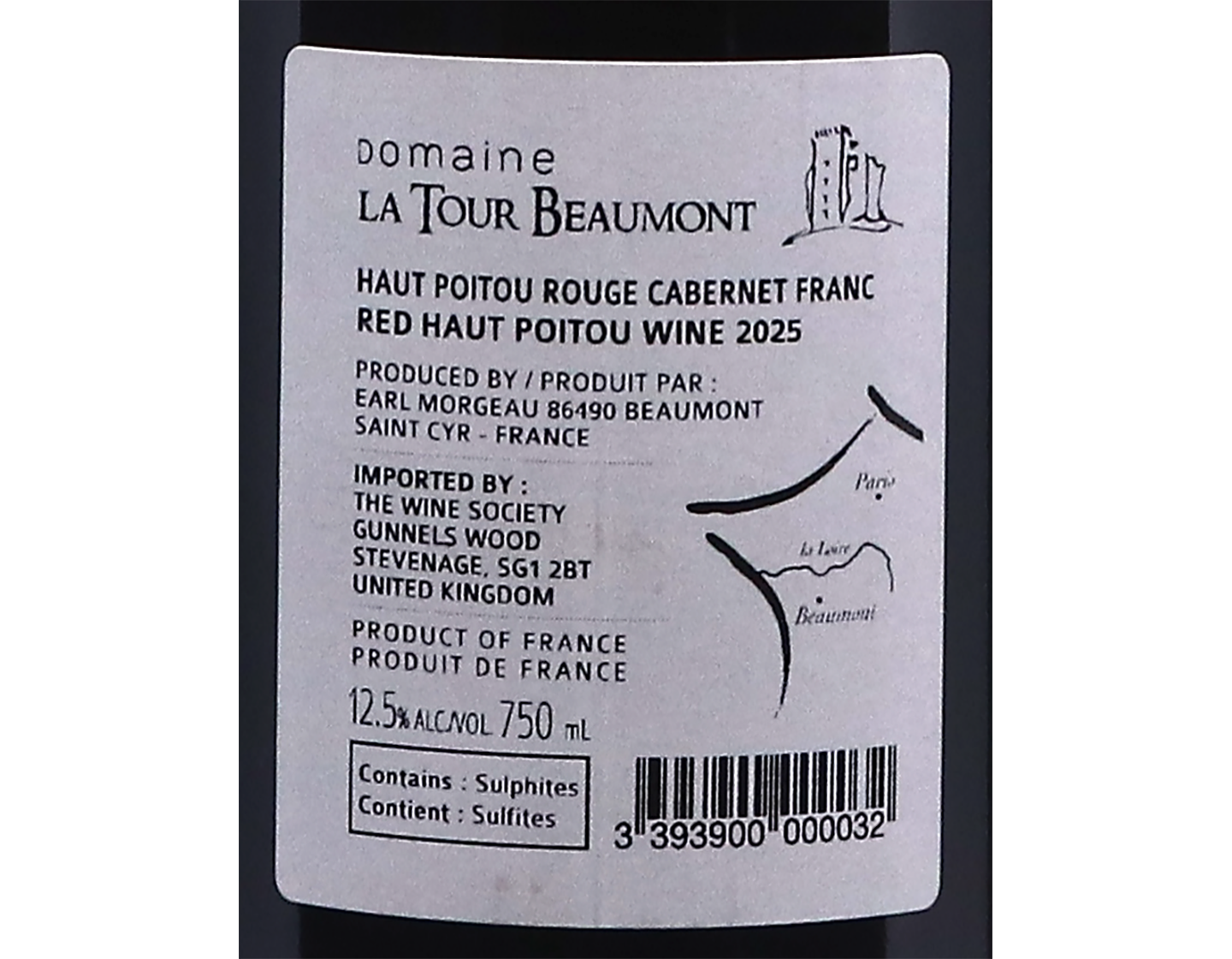 Haut Poitou Rouge Cabernet Franc Domaine de la Tour Beaumont 2025