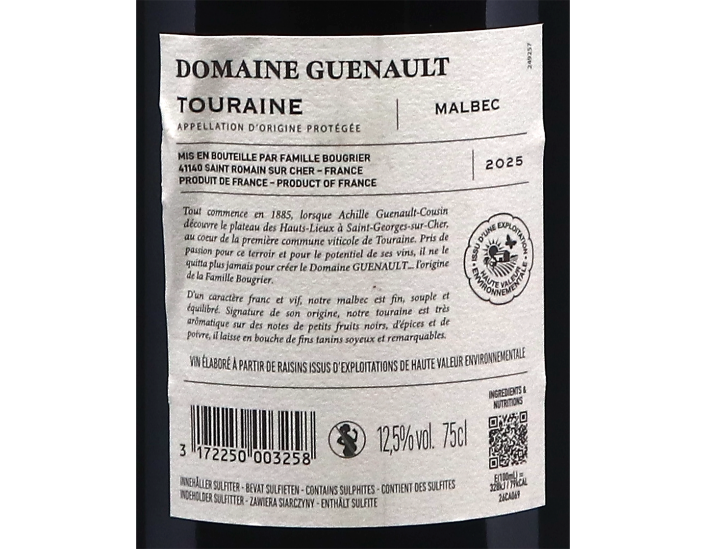 Touraine Malbec, Domaine Guenault 2025