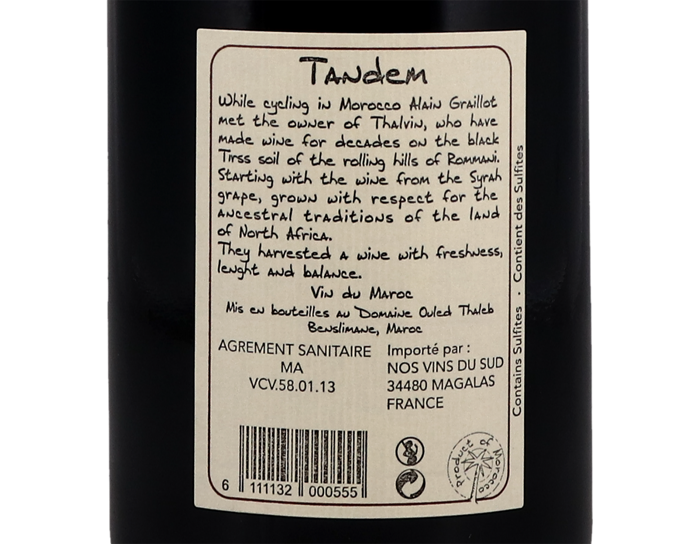 Syrah du Maroc 'Tandem' Alain Graillot et Thalvin 2019