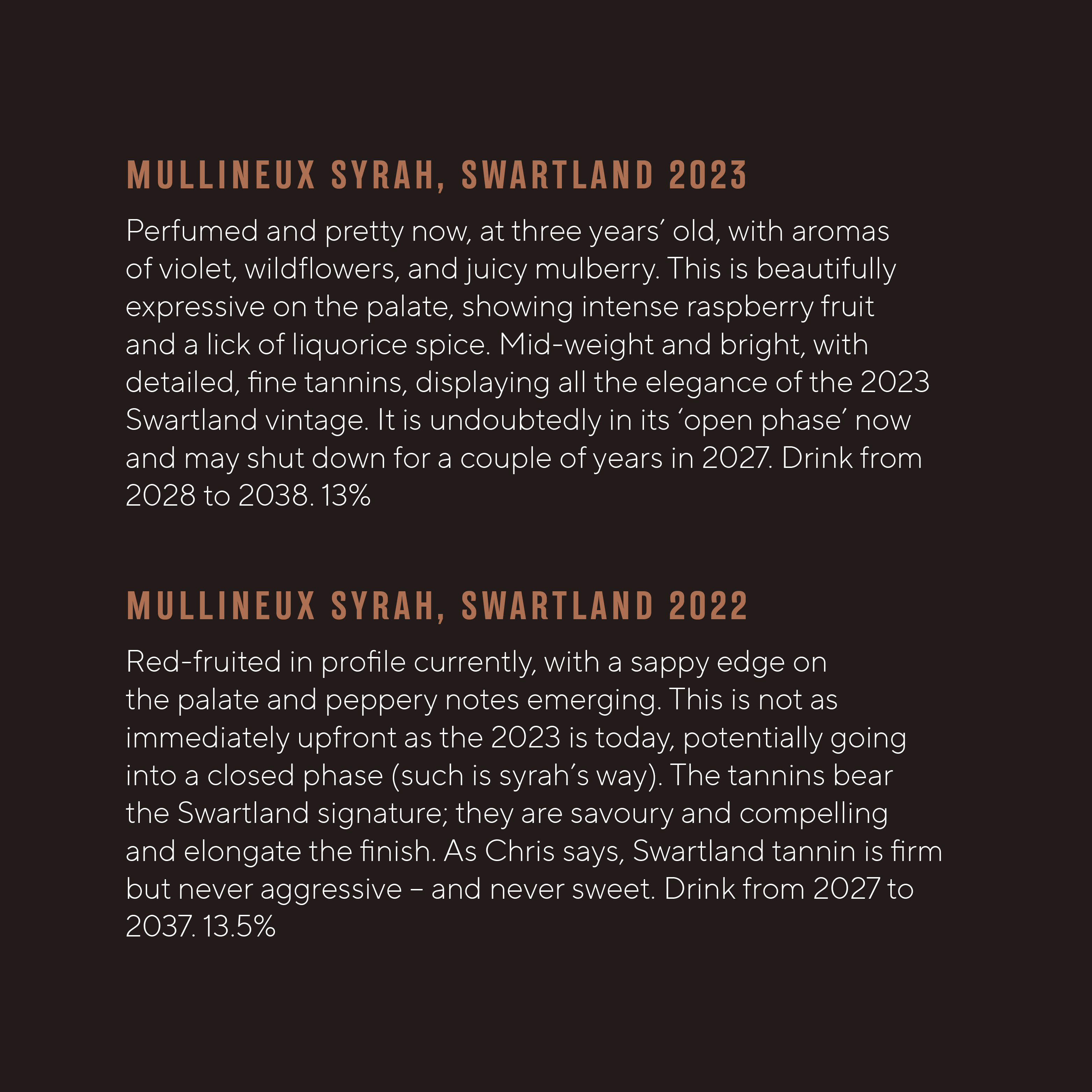 Mullineux Syrah Six-Bottle Vertical Mixed Case
