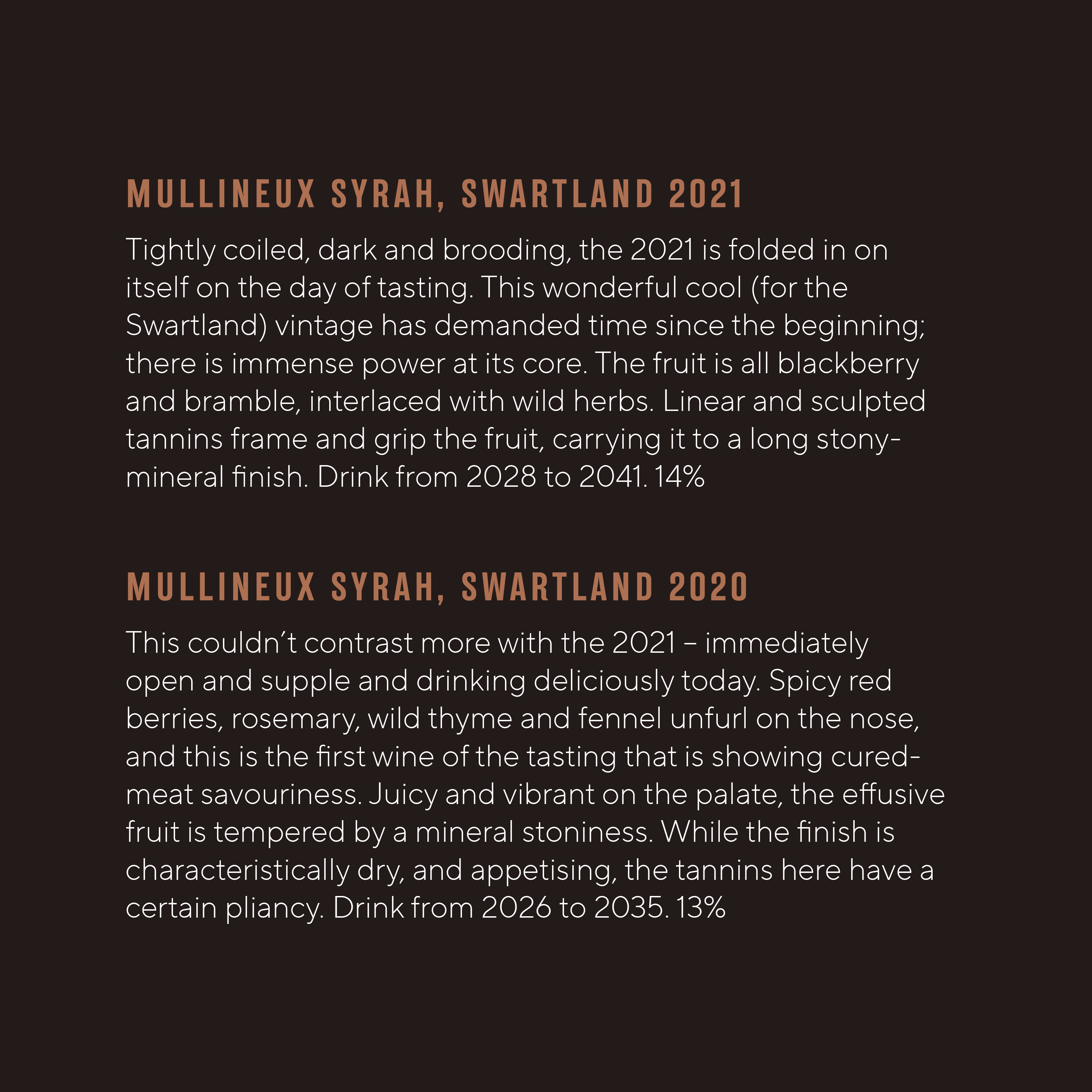 Mullineux Syrah Six-Bottle Vertical Mixed Case