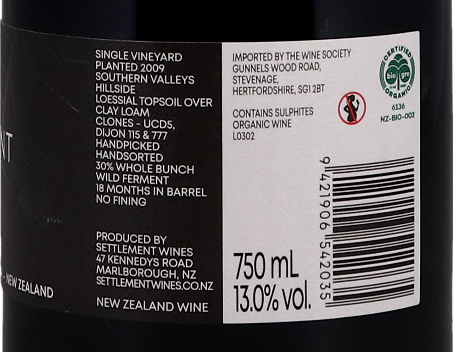 Settlement Single Vineyard Marlborough Pinot Noir 2019