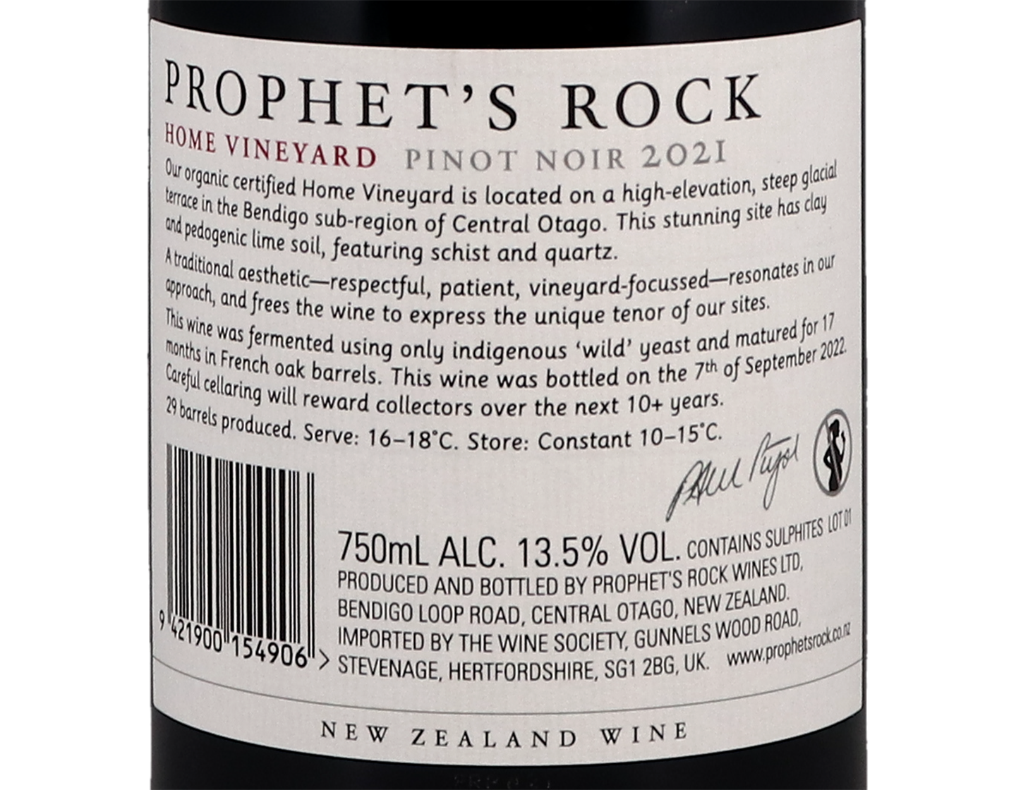 Prophet's Rock Home Vineyard Central Otago Pinot Noir 2021