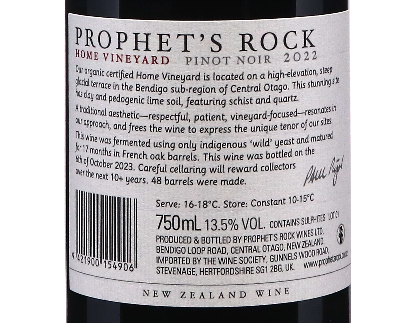 Prophets Rock Home Vineyard Central Otago Pinot Noir 2022
