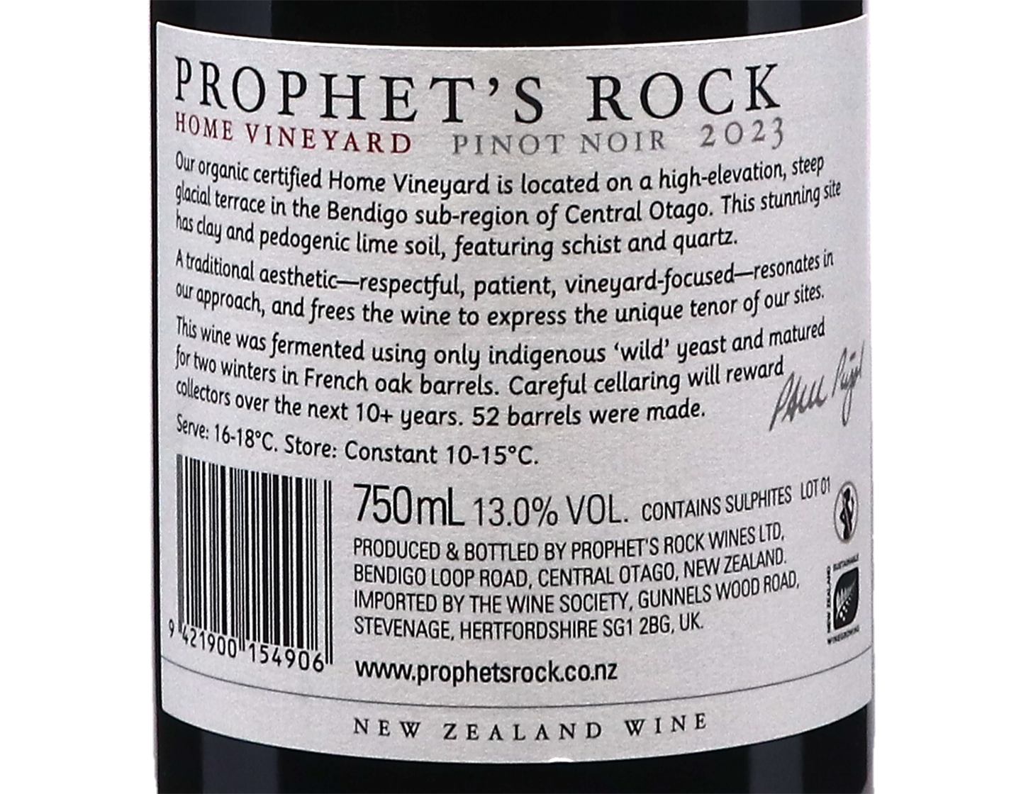 Prophets Rock Home Vineyard Central Otago Pinot Noir 2023