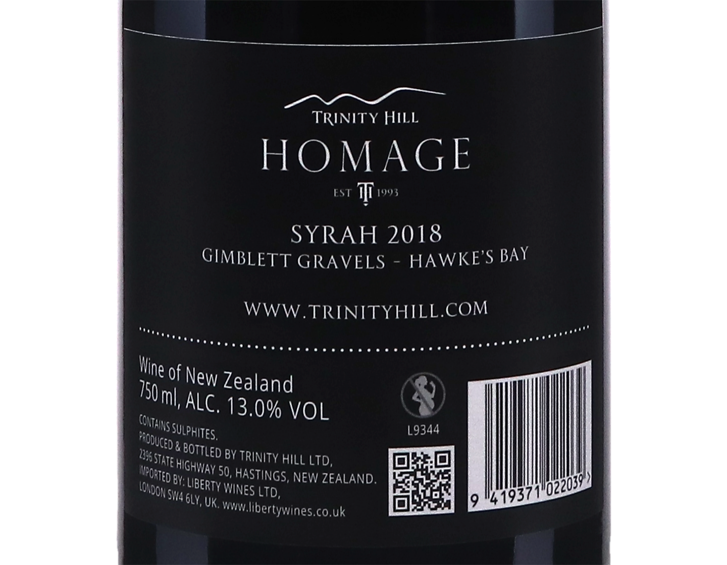 Trinity Hill 'Homage' Gimblett Gravels, Hawkes Bay Syrah 2018