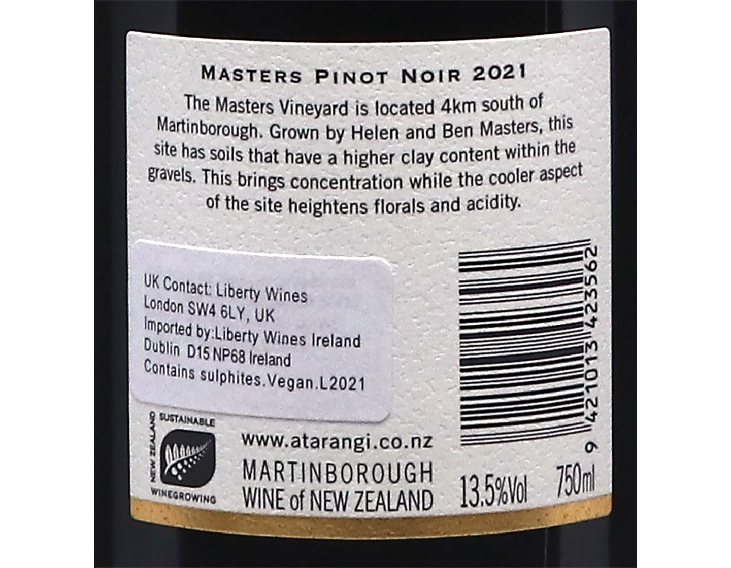 Ata Rangi Masters Vineyard Martinborough Pinot Noir 2021