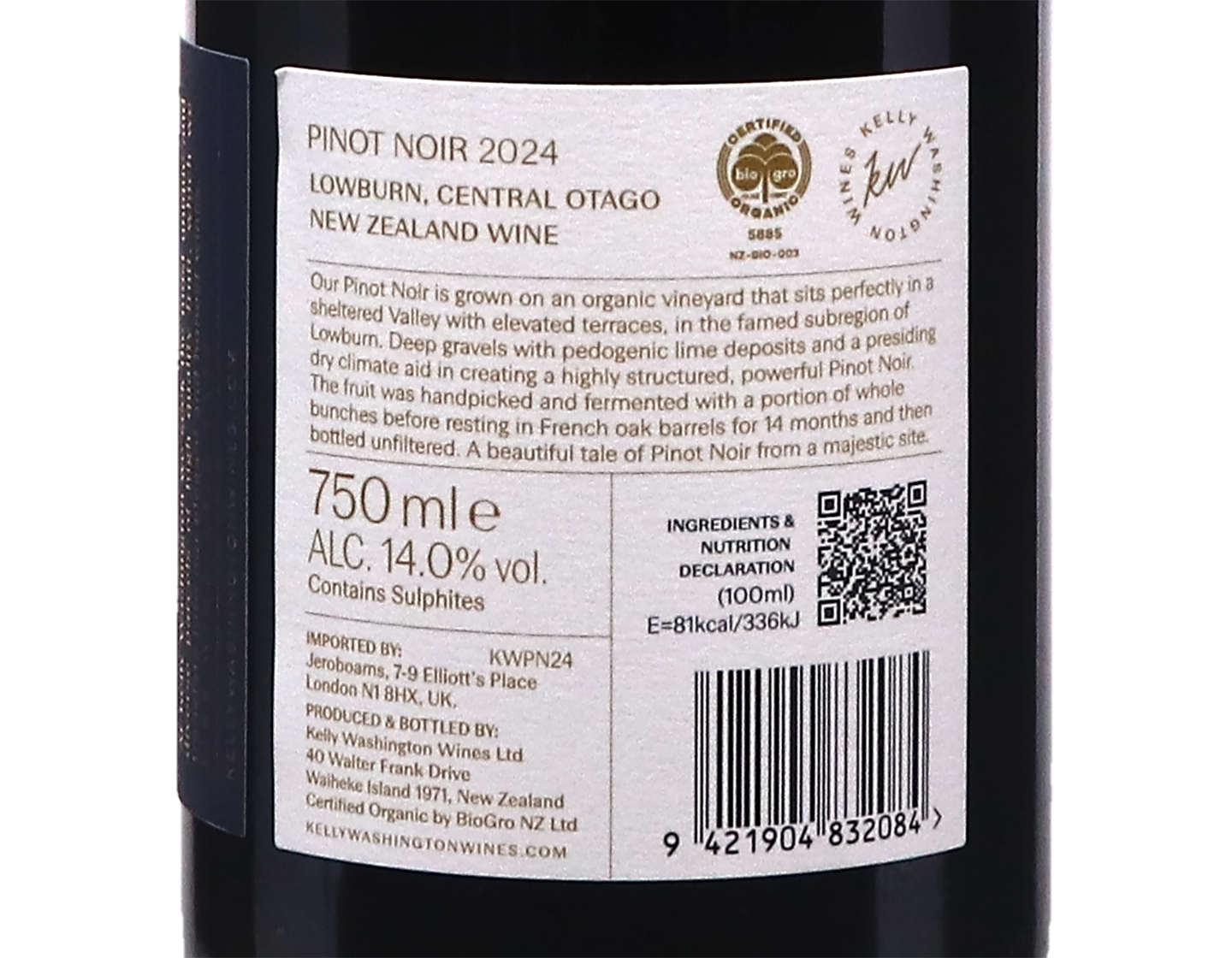 Kelly Washington Lowburn Central Otago Pinot Noir 2024