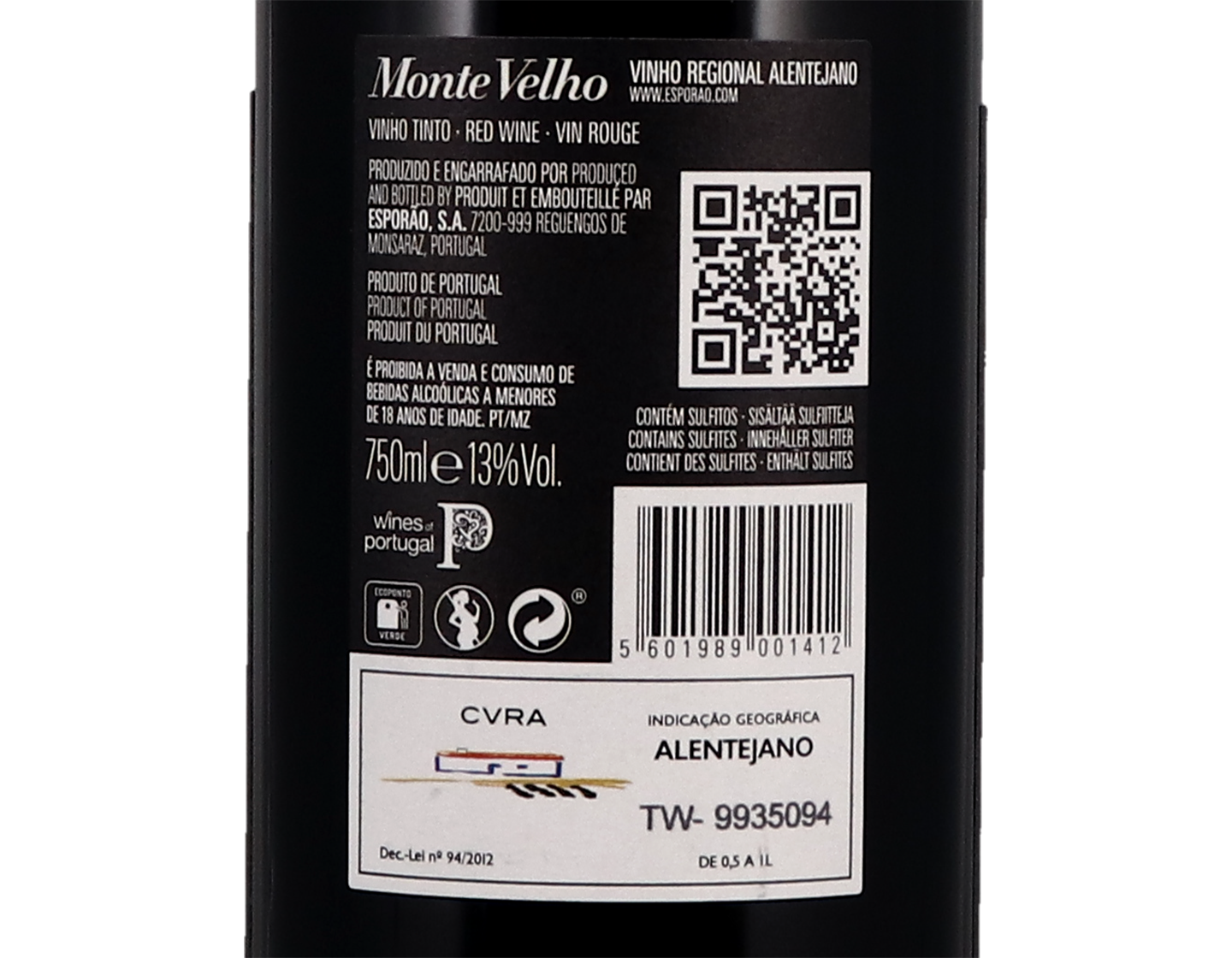 Esporao Monte Velho Tinto Alentejano 2022