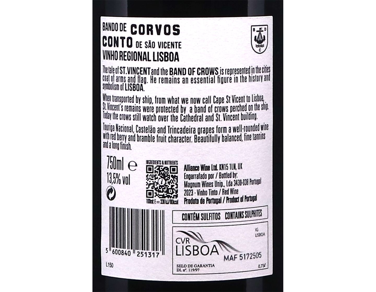Bando de Corvos Murder of Crows Tinto 2023 Lisboa