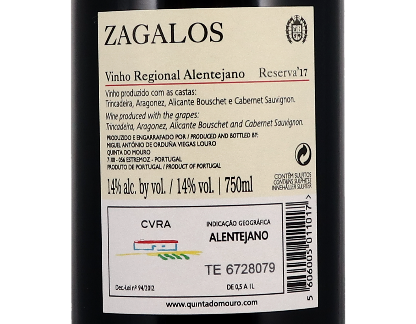 Quinta do Mouro Zagalos Reserva Alentejano 2017