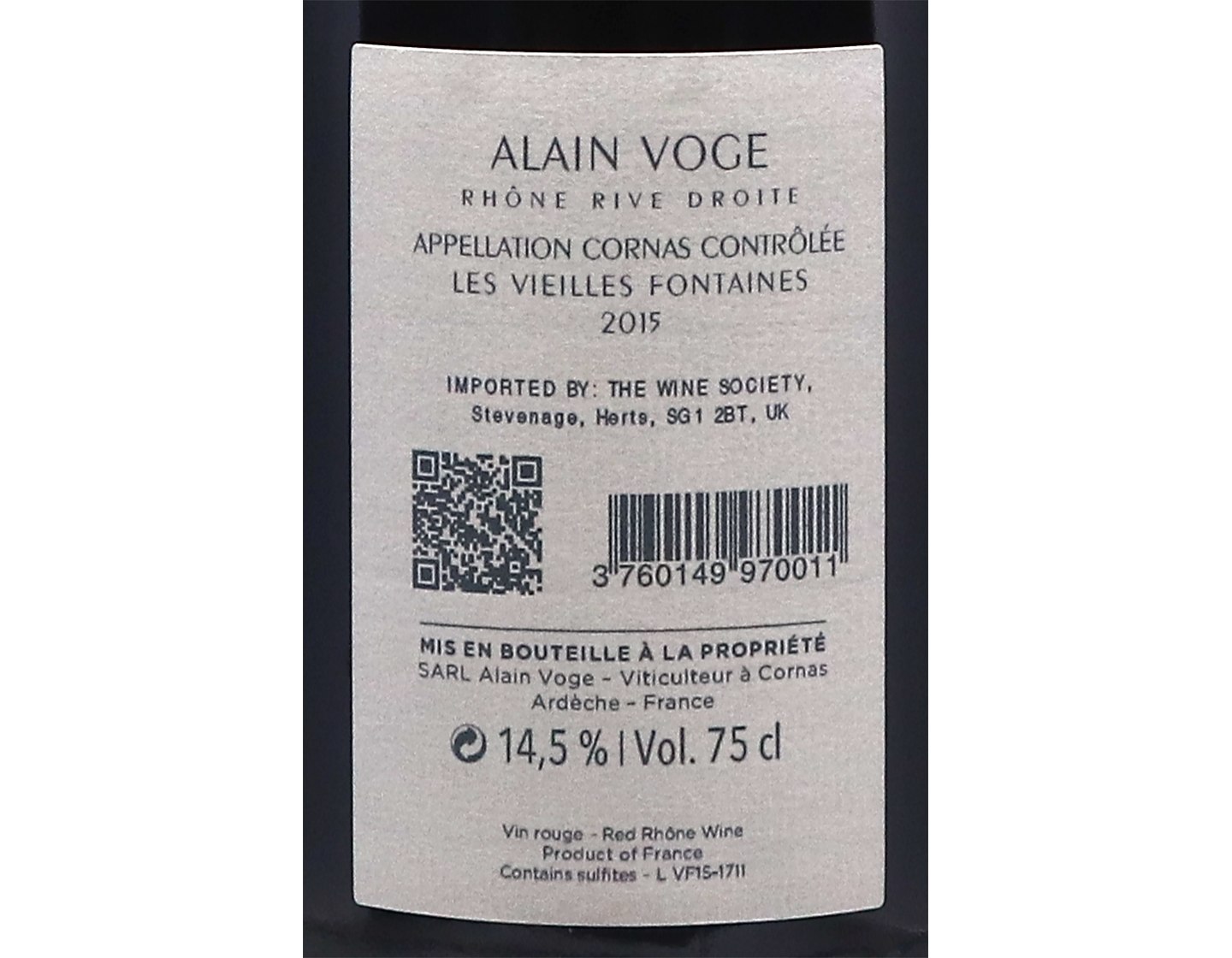 Cornas Les Vieille Fontaines, Domaine Voge 2015