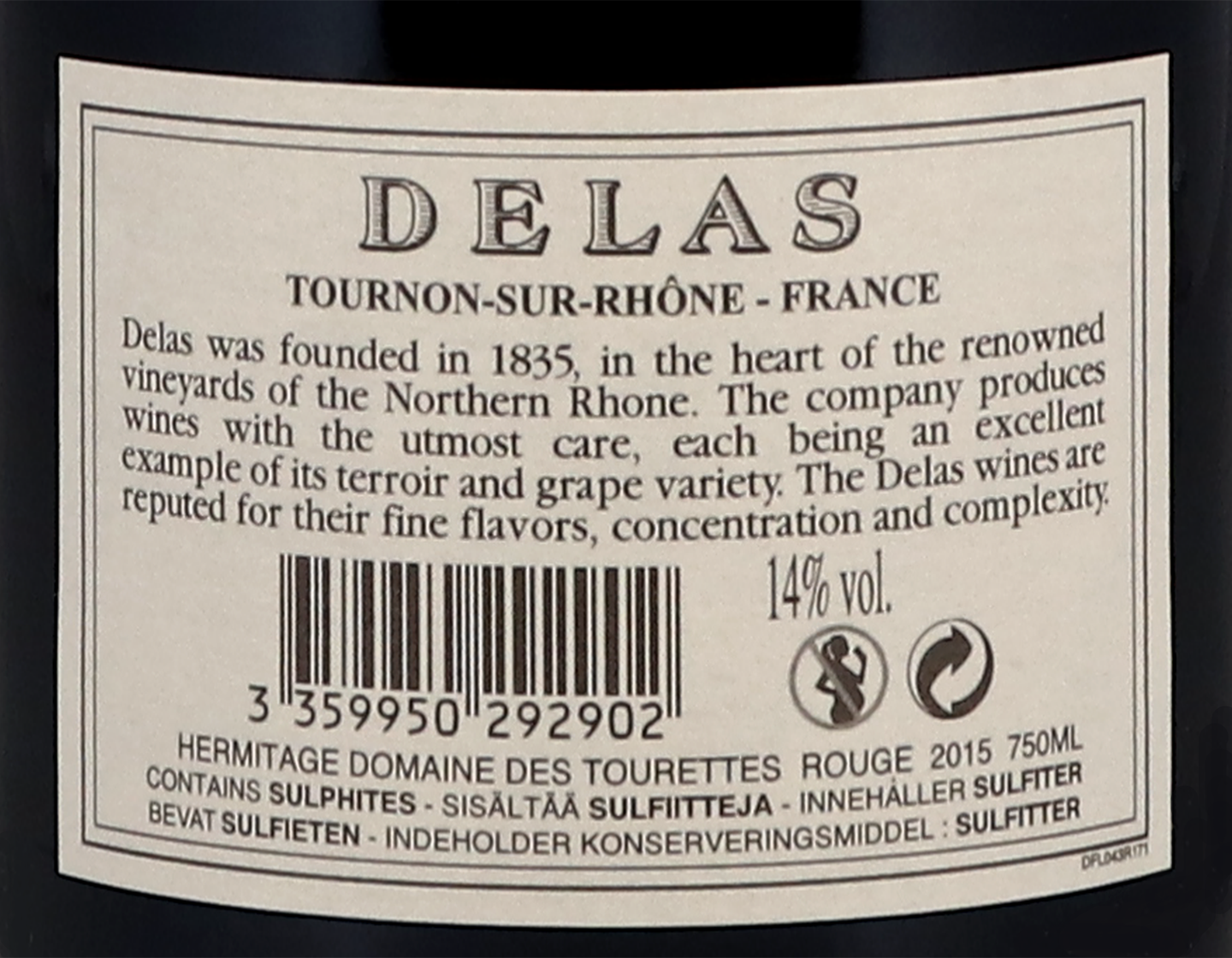Hermitage Domaine des Tourettes, Delas 2015