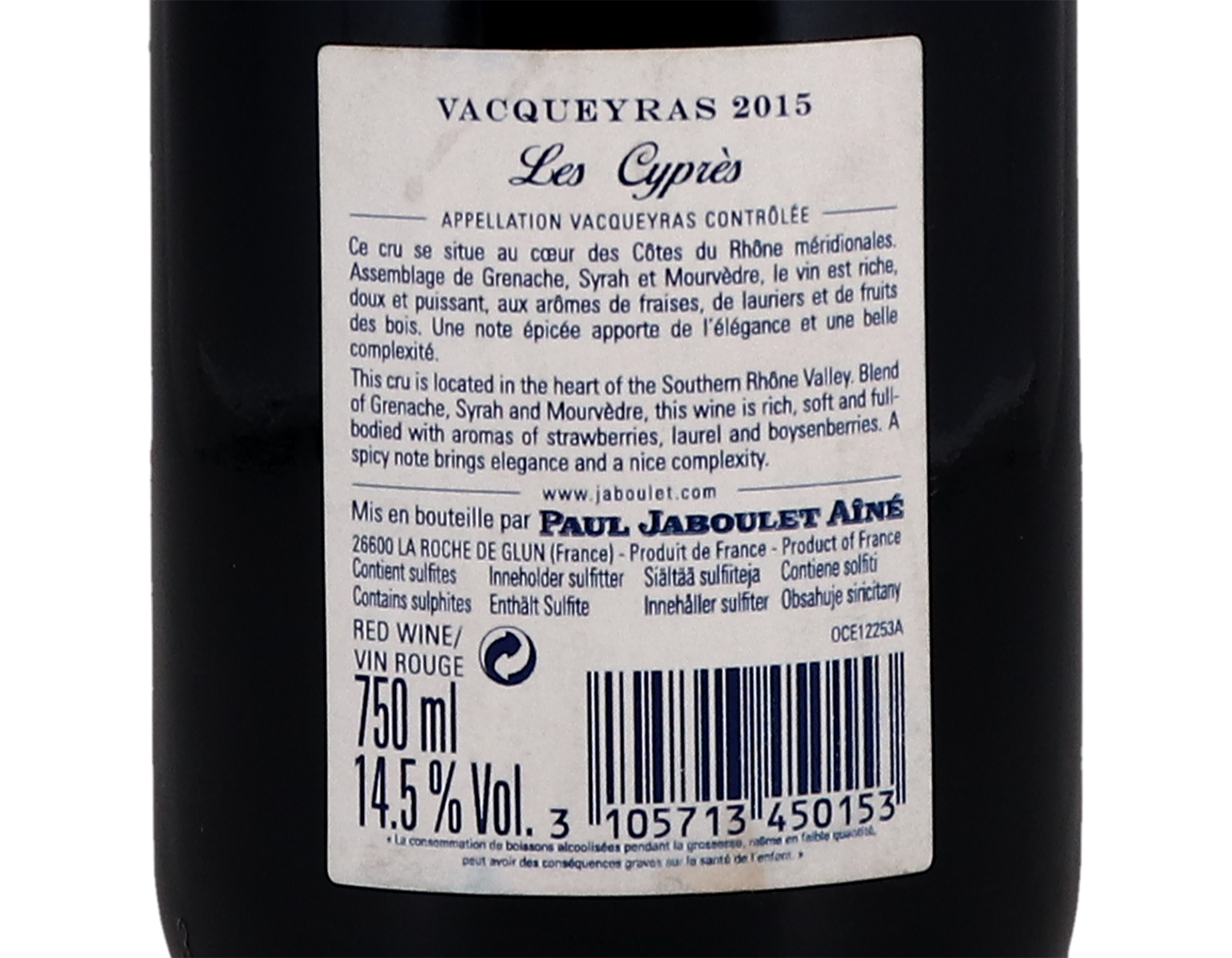 Vacqueyras Les Cypres Paul Jaboulet Aine 2015