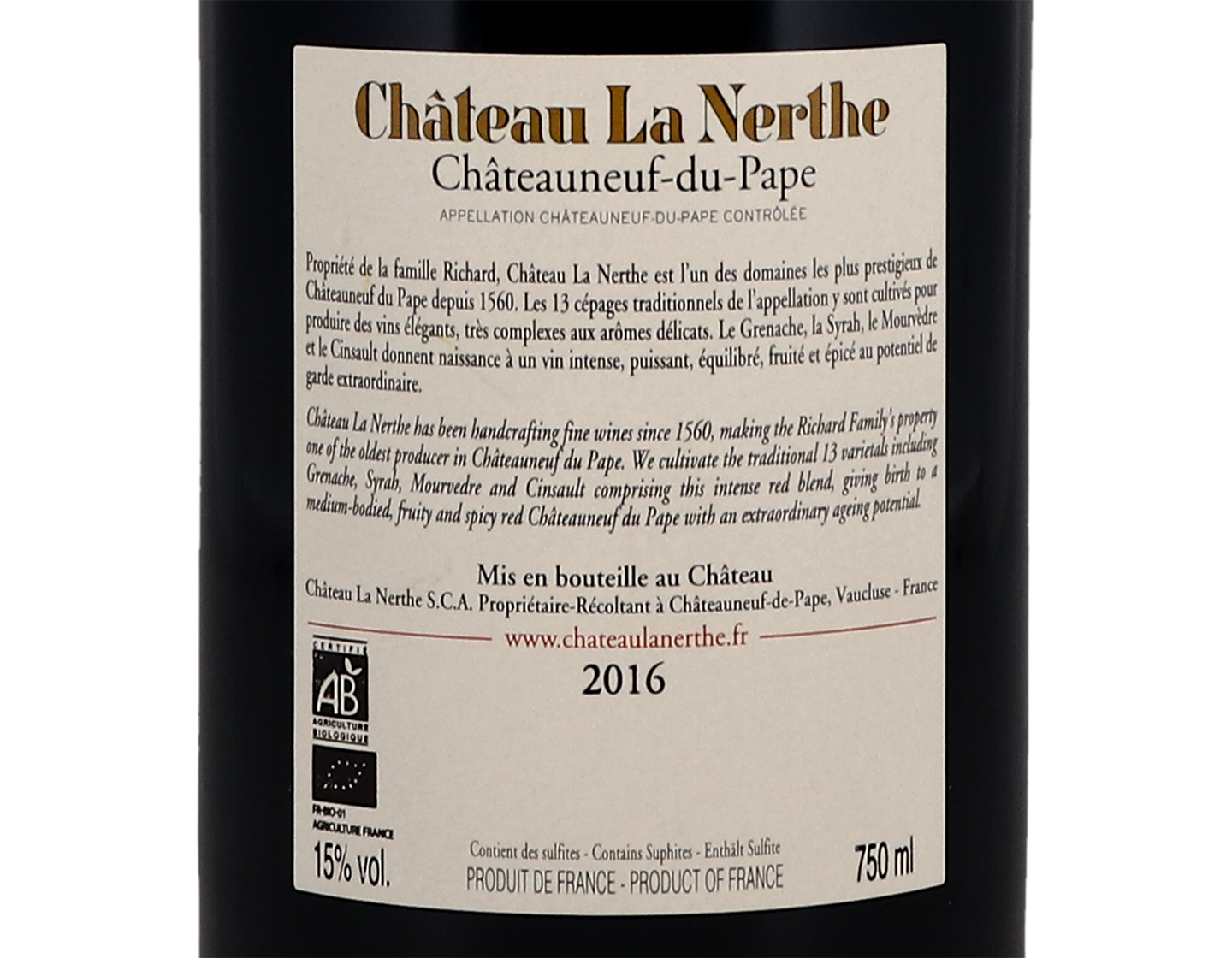Chateauneuf du Pape Chateau La Nerthe 2016