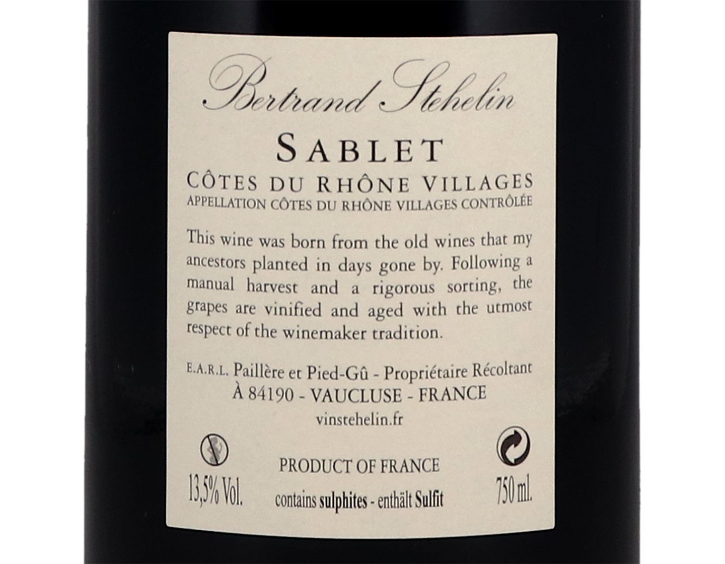 Sablet Cheval Long, Bertrand Stehelin 2018