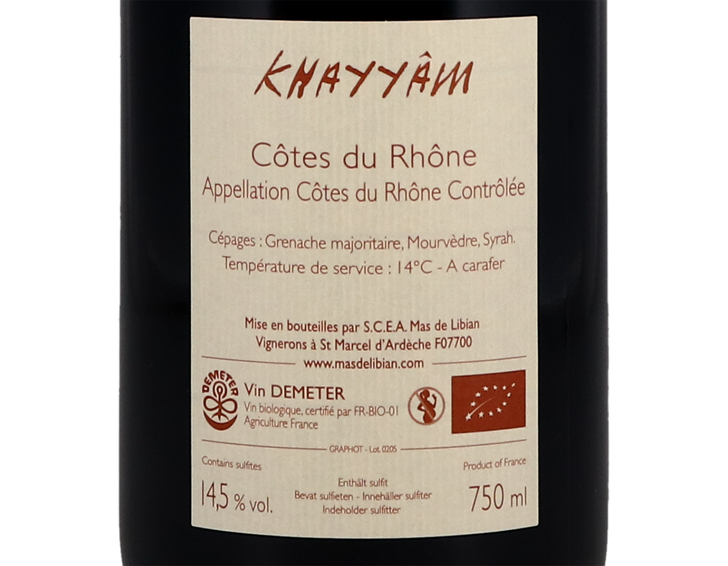 Côtes-du-Rhône Villages Omar Khayyam, Mas du Libian 2018
