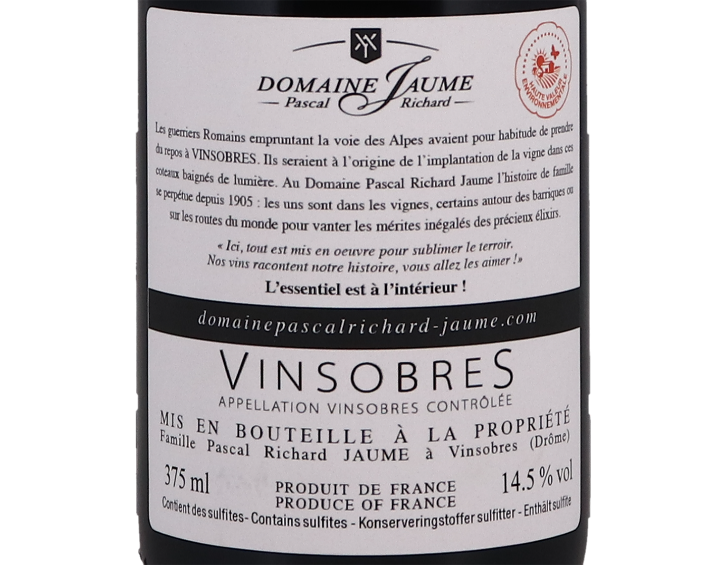 Half bottle of Vinsobres Altitude 420 Domaine Jaume 2018