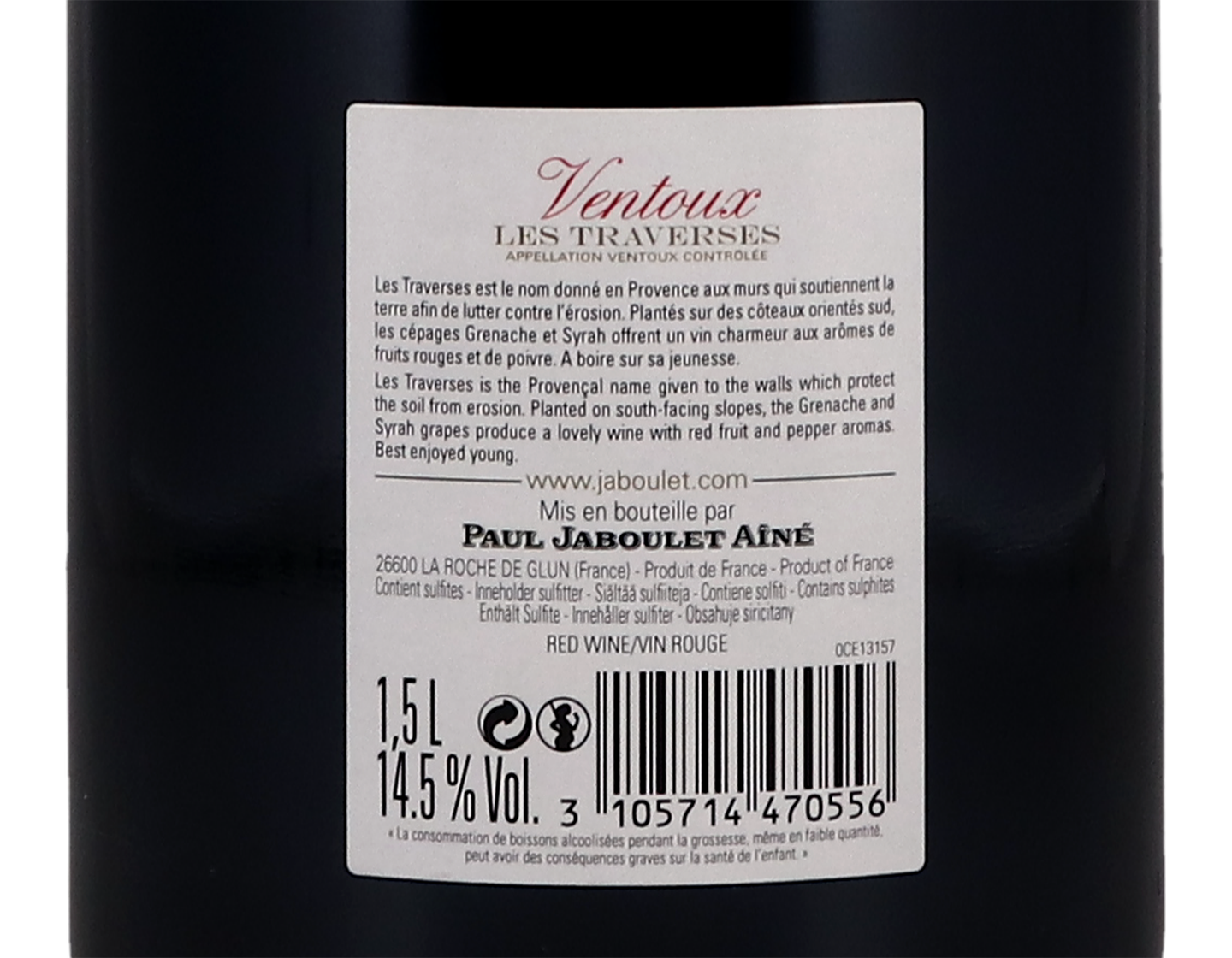 Magnum of Ventoux Les Traverses, Paul Jaboulet Aîné 2019