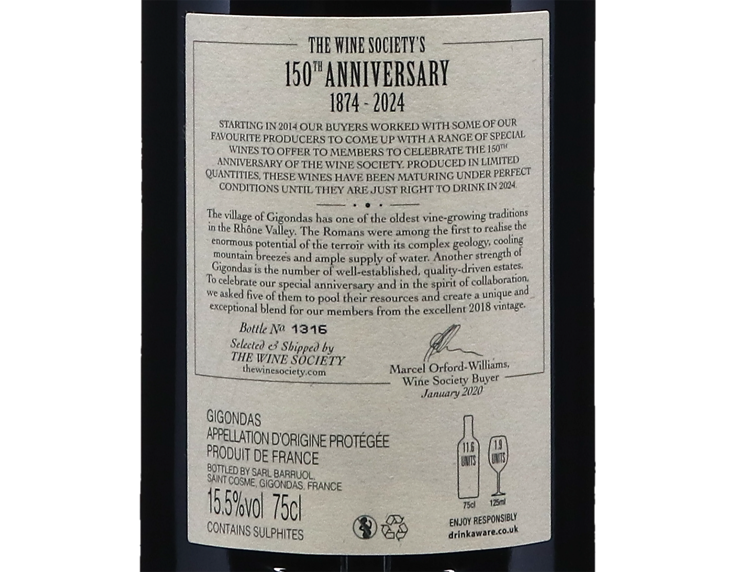The Society's 150th Anniversary Gigondas 2018