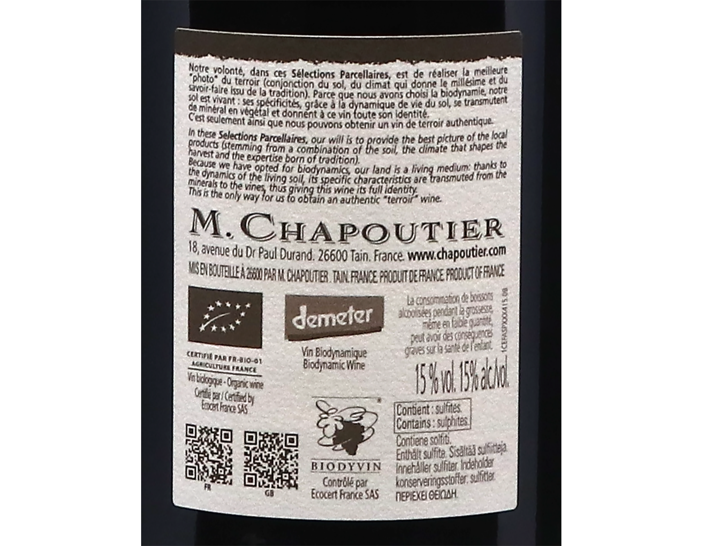 Ermitage Rouge Les Greffieux Chapoutier 2019