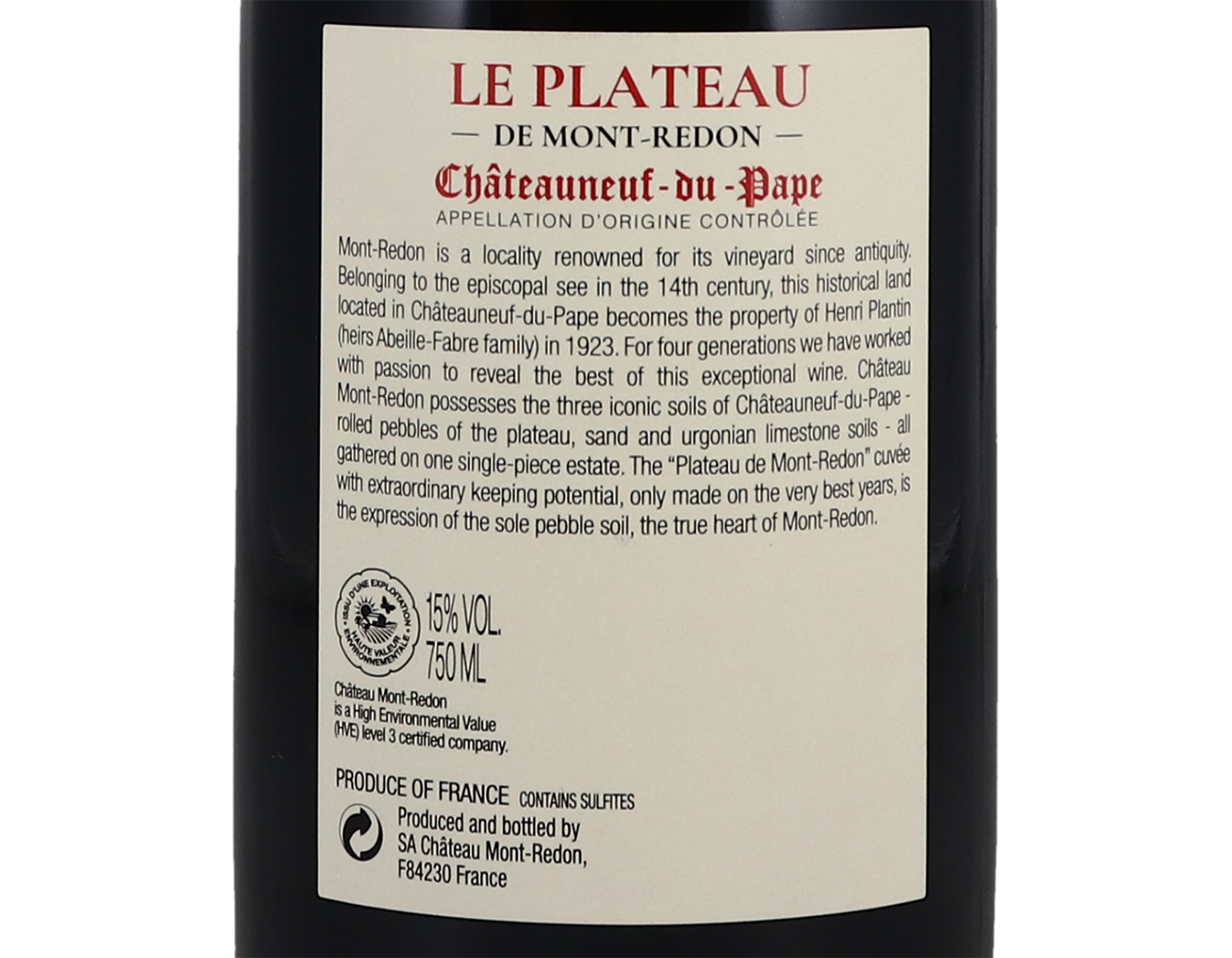 Chateauneuf du Pape Chateau Mont Redon Le Plateau 2016