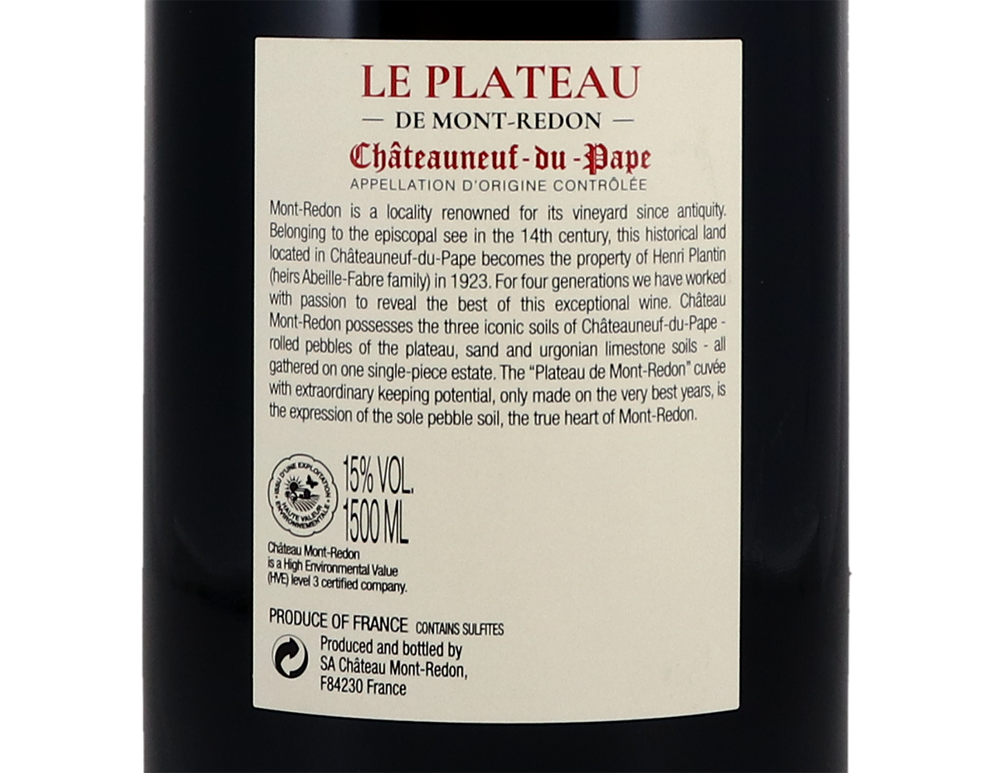 Magnum of Chateauneuf du Pape Chateau Mont Redon Le Plateau 2016