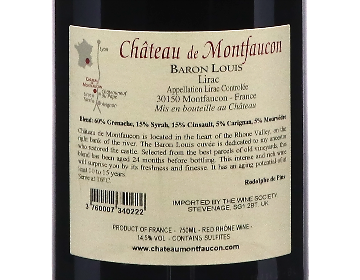 Lirac Rouge Baron Louis Chateau de Montfaucon 2016