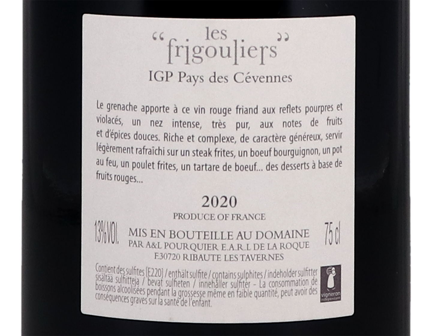 Domaine Camp Galhan, Les Frigouliers, IGP Cévennes 2020