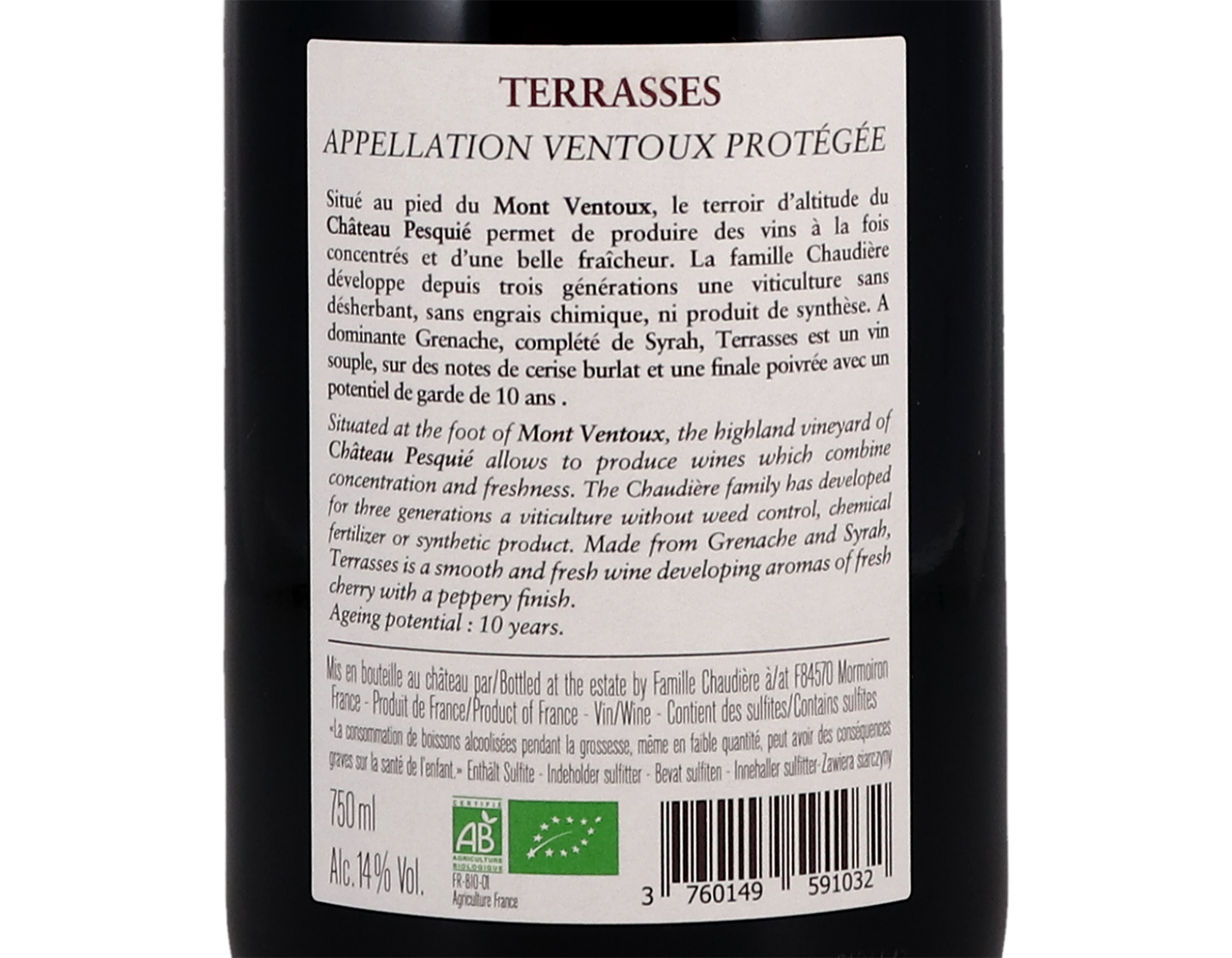 Ventoux Rouge Terrasses, Château Pesquié 2019