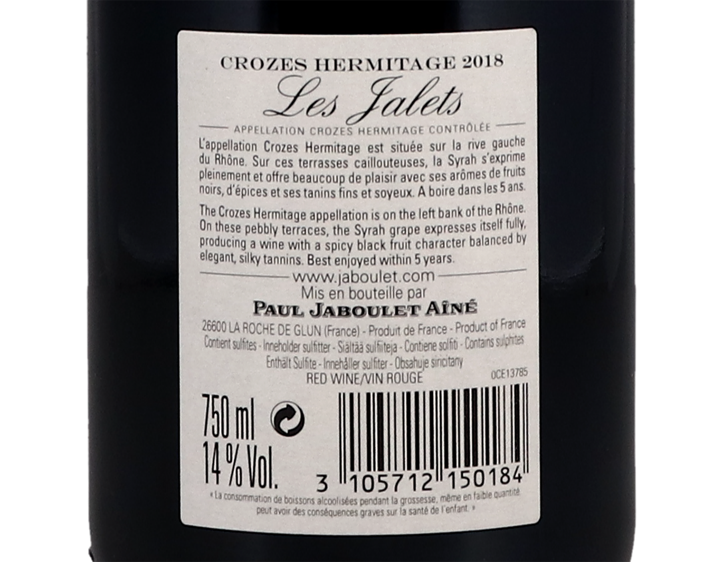 Crozes Hermitage Les Jalets Paul Jaboulet Aine 2018