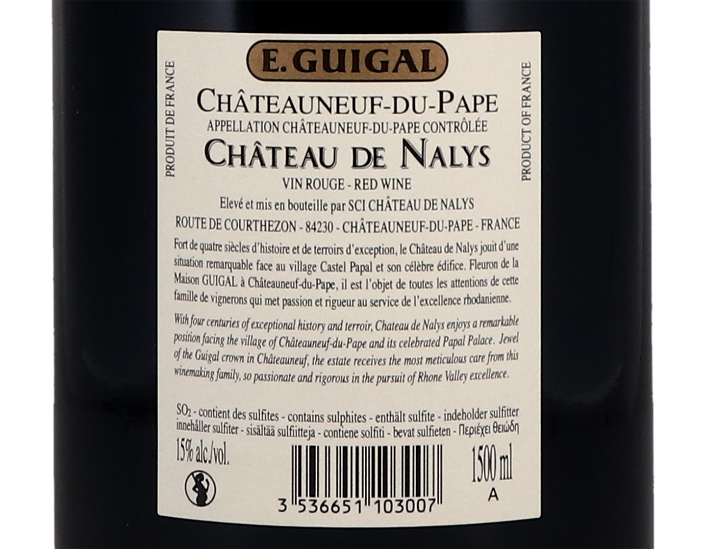 Magnum of Chateauneuf du Pape Chateau de Nalys Guigal 2018