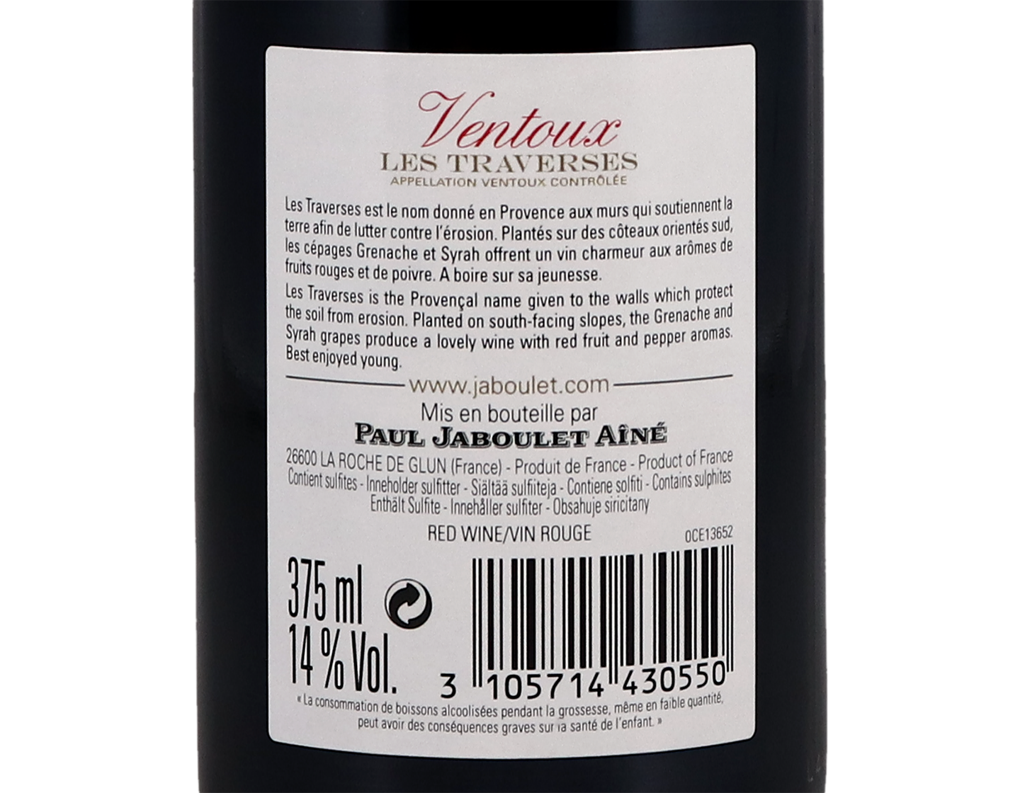Half bottle of Ventoux Les Traverses, Paul Jaboulet Aîné 2020