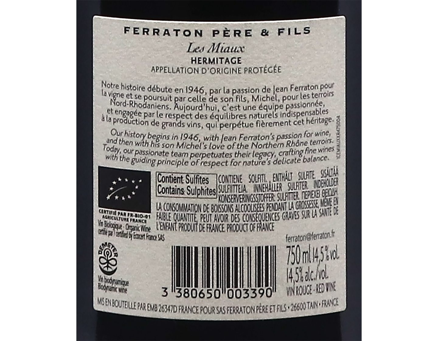 Hermitage les Miaux Ferraton 2020 Red
