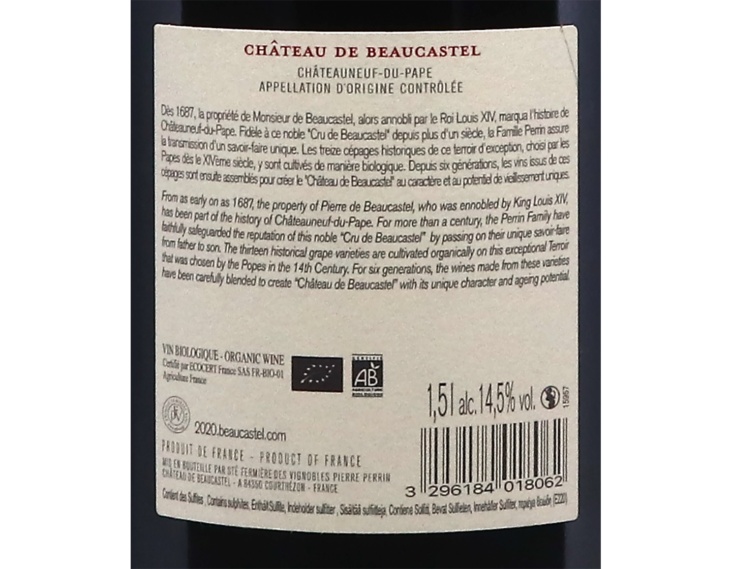 Magnum of Chateauneuf du Pape Chateau de Beaucastel 2020